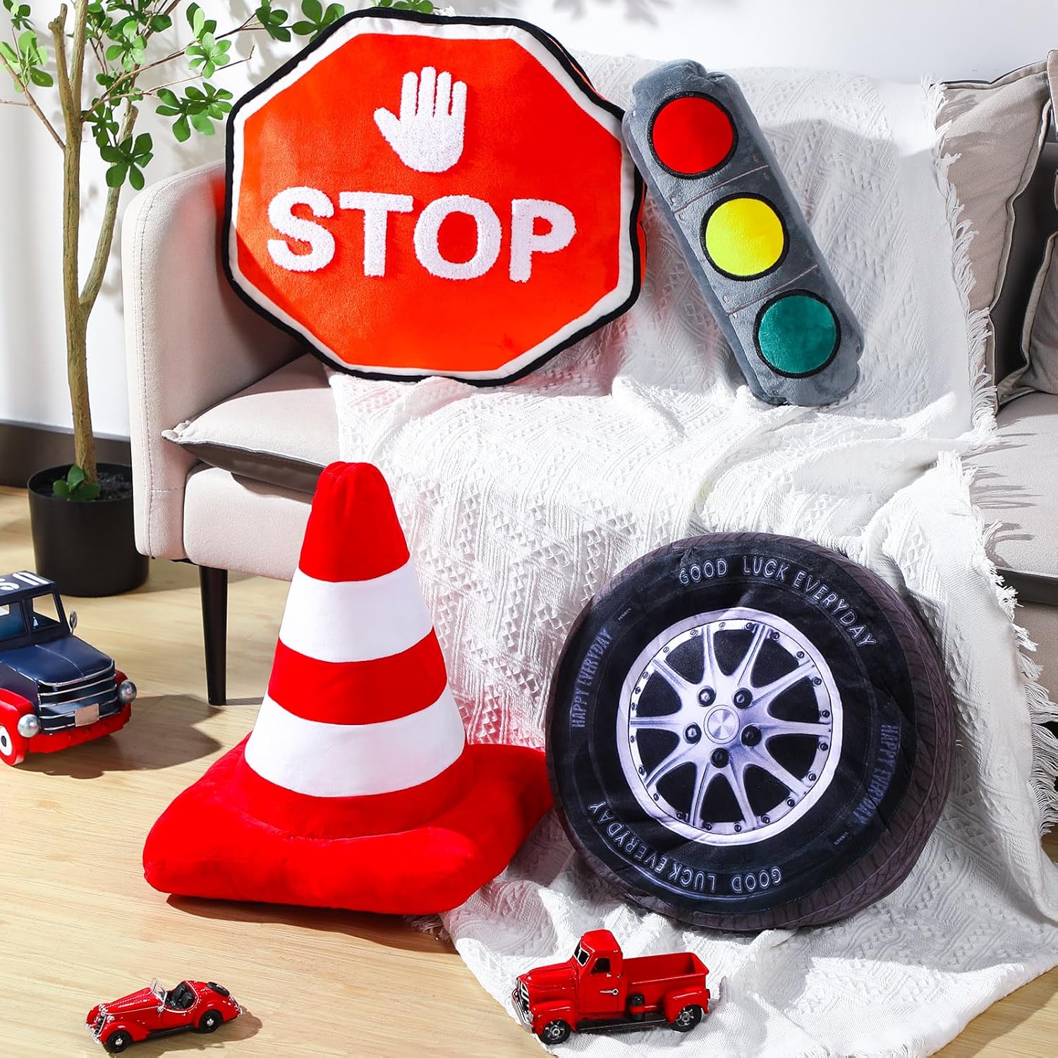 Sintuff 4 Pcs Racing Decor Throw Pillow Set