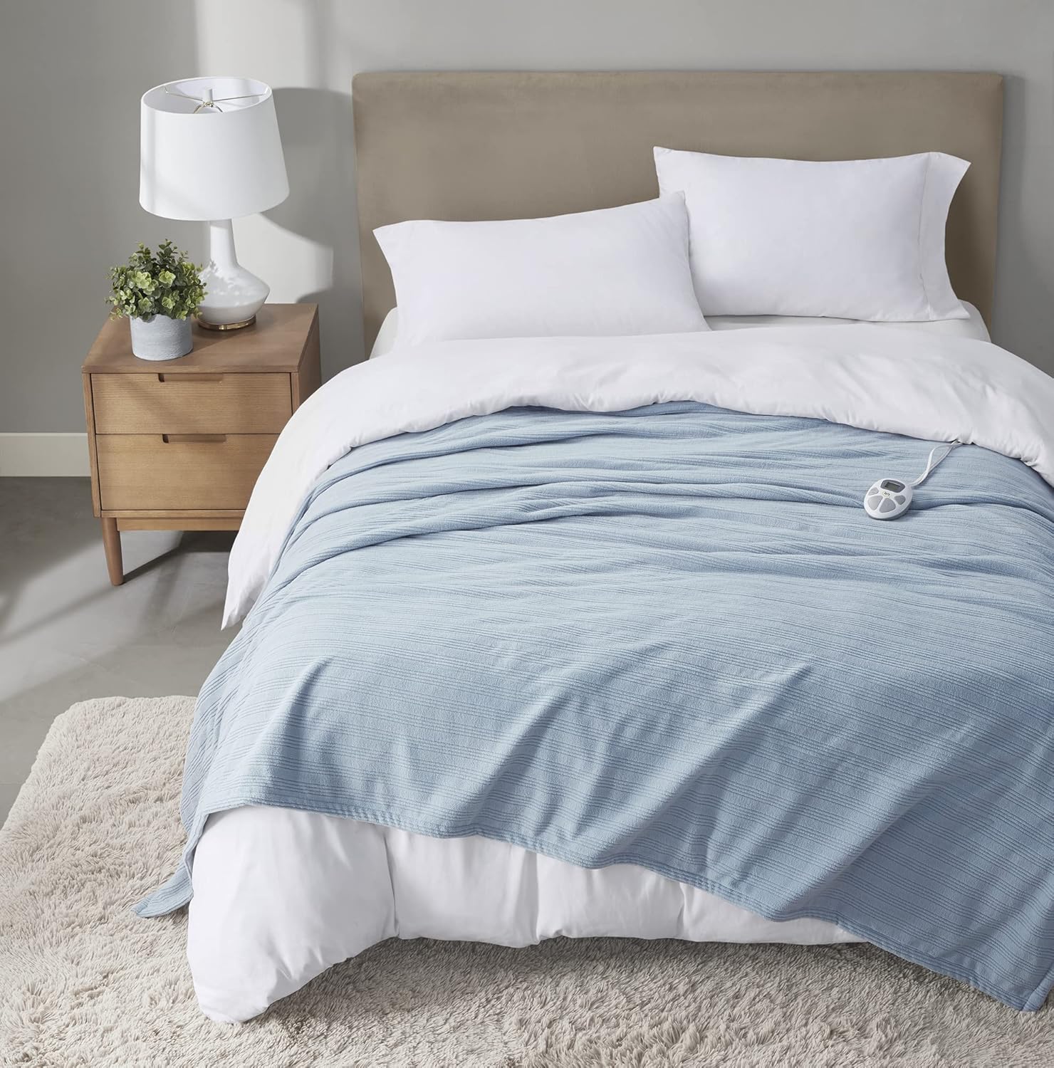 Serta Travis Fleece Electric Blanket Dusty Blue