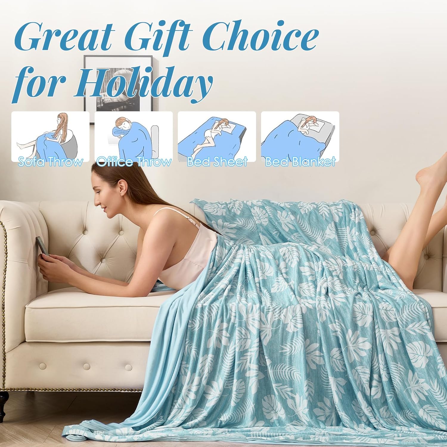 OIGAE Cooling Blanket - Soft Lightweight Summer Blanket for Hot Sleepers