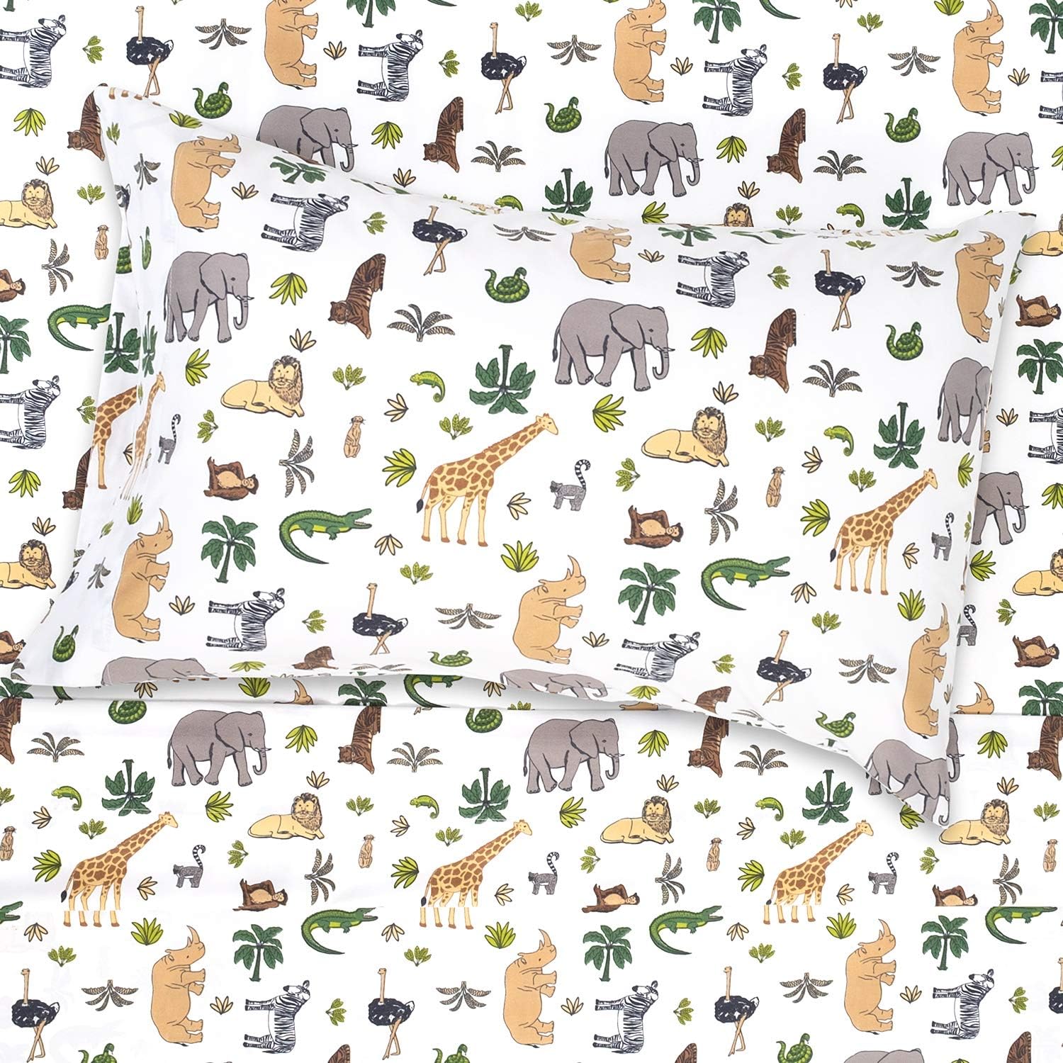 1500 Supreme Kids Bed Sheet Set - Full Size Wild Animal Design