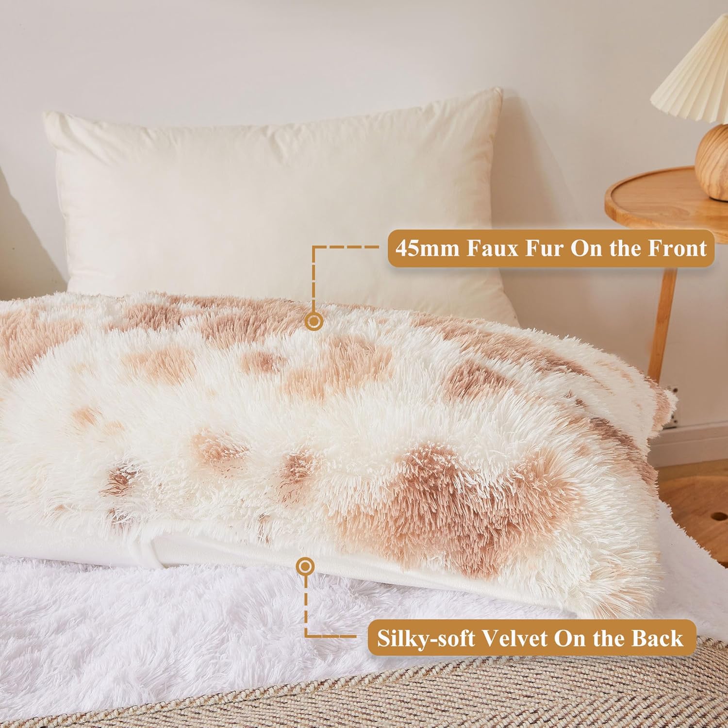 XeGe 20x54 Cow Print Faux Fur Body Pillow Cover