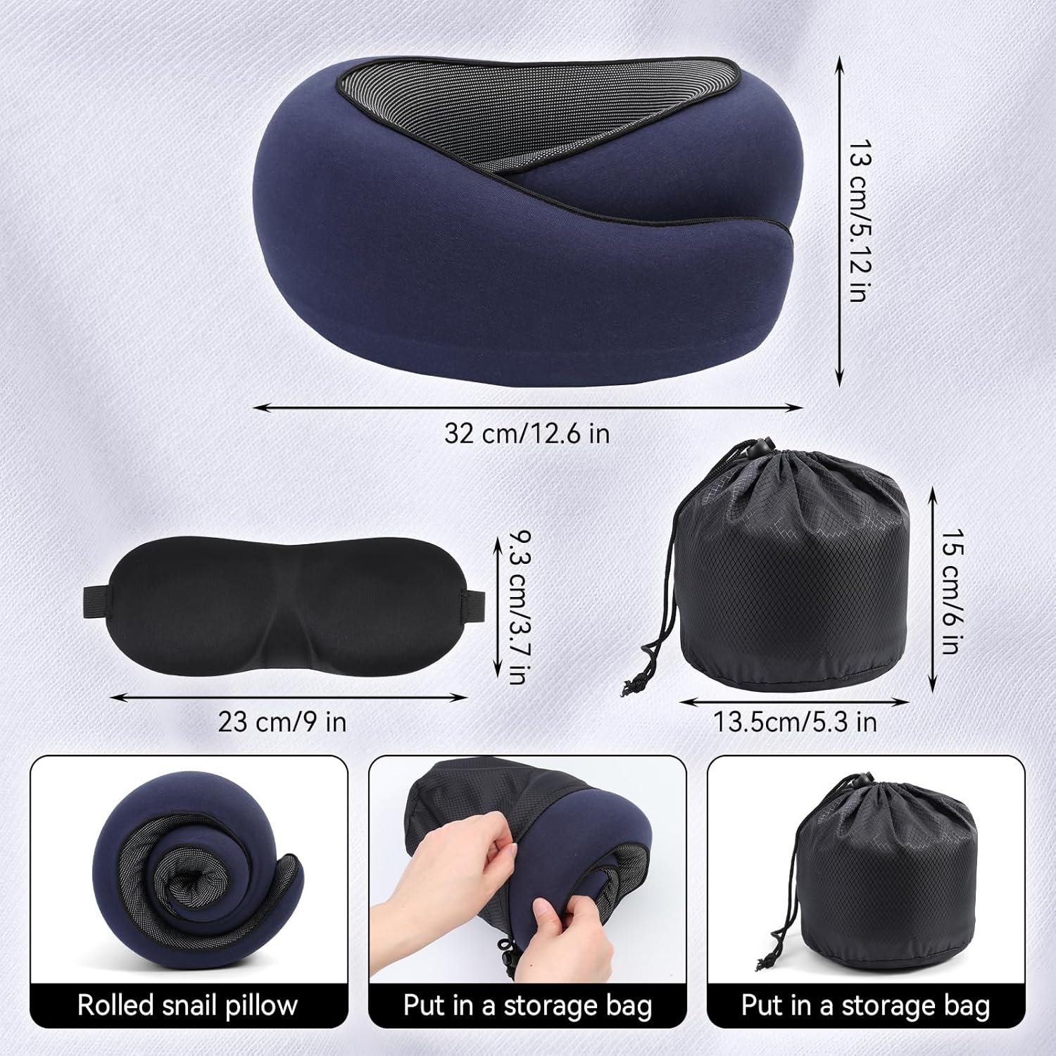 Dazzleimart Travel Pillow Set with 3D Eye Mask 1