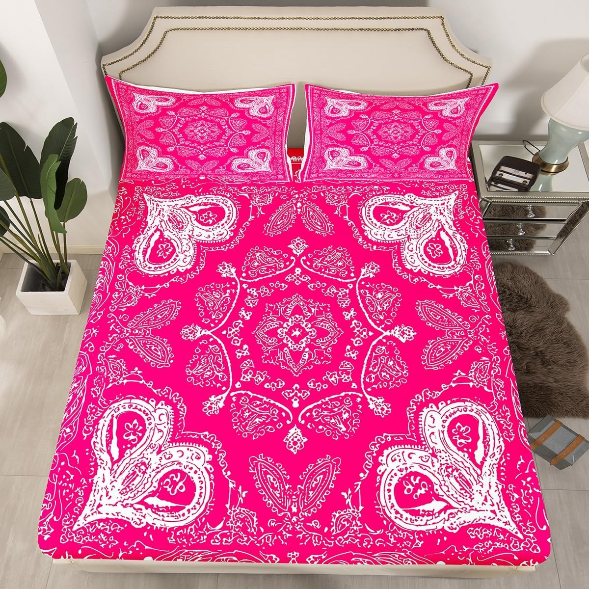 Castle Fairy Plum Floral Sheet Set Full Size 4Pcs