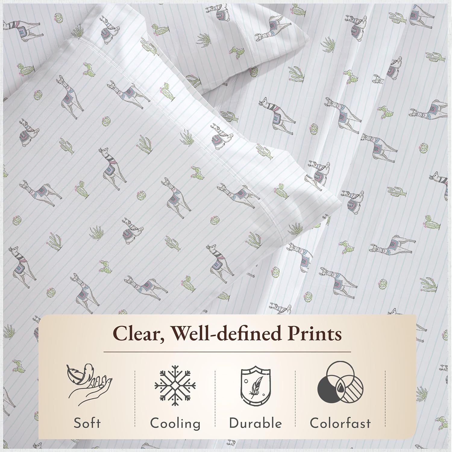 California Design Den Llama Printed Queen Sheet Set