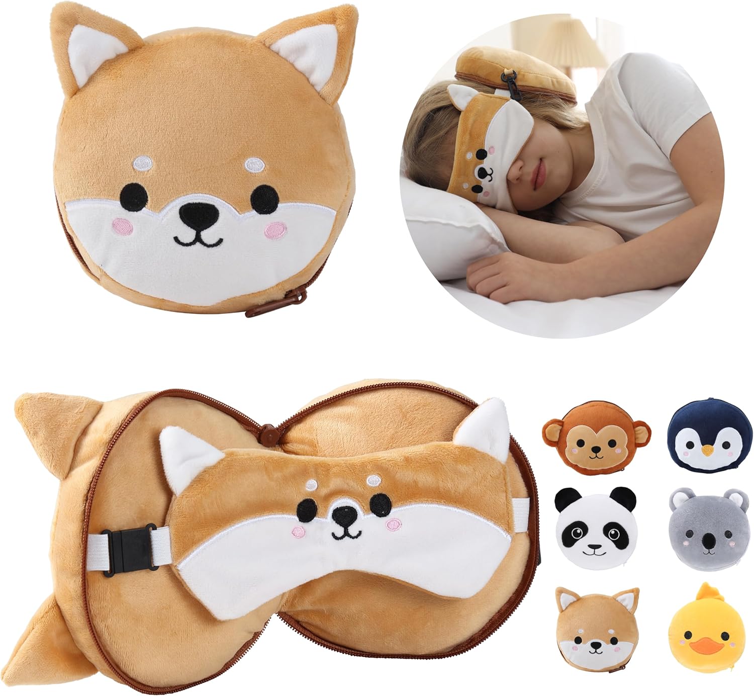 ecoZen Lifestyle Travel Pillow Set - Dog Design for Kids