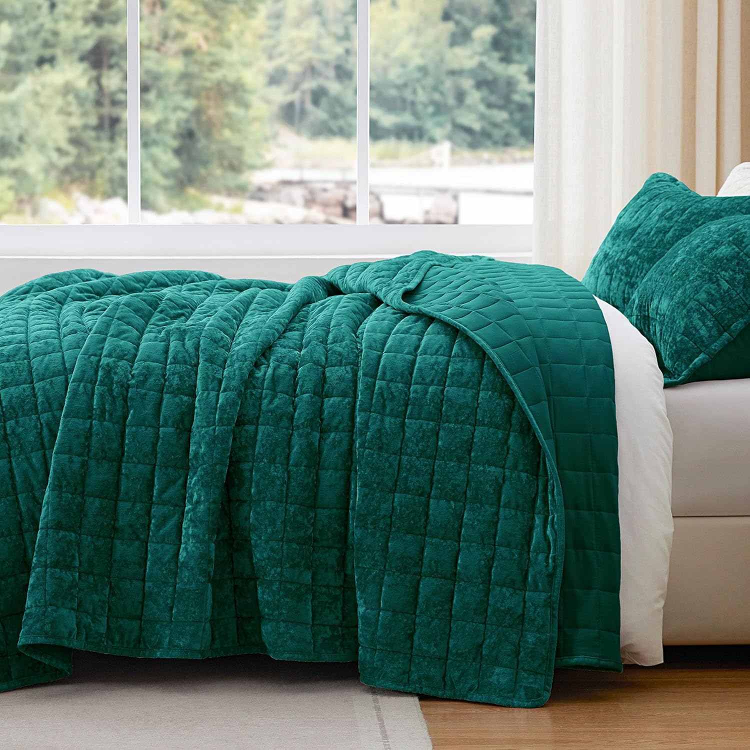 BEDELITE Velvet Quilt Set Queen Size