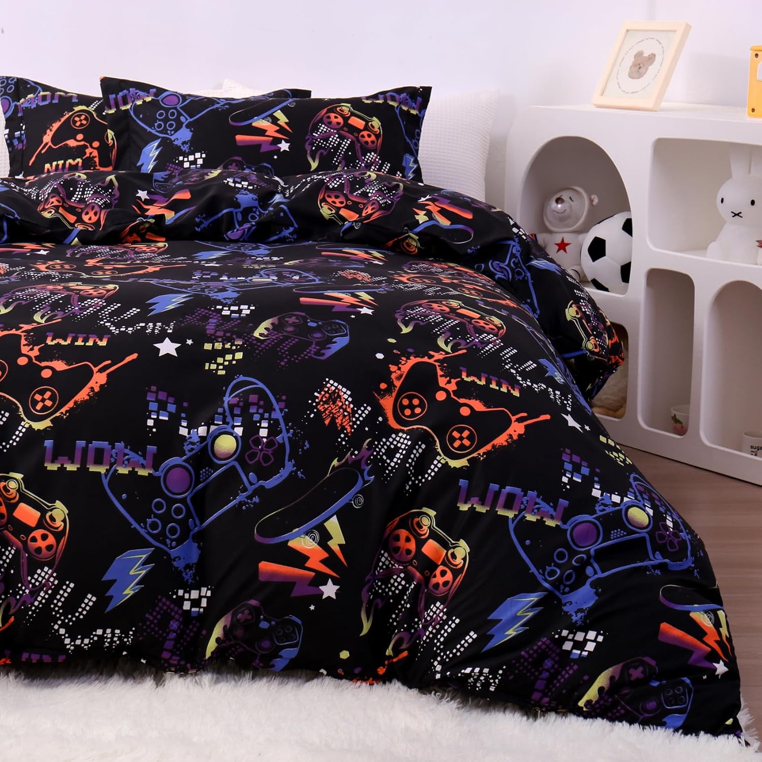 JSD Black Gamer Kids Duvet Cover Set Twin Size