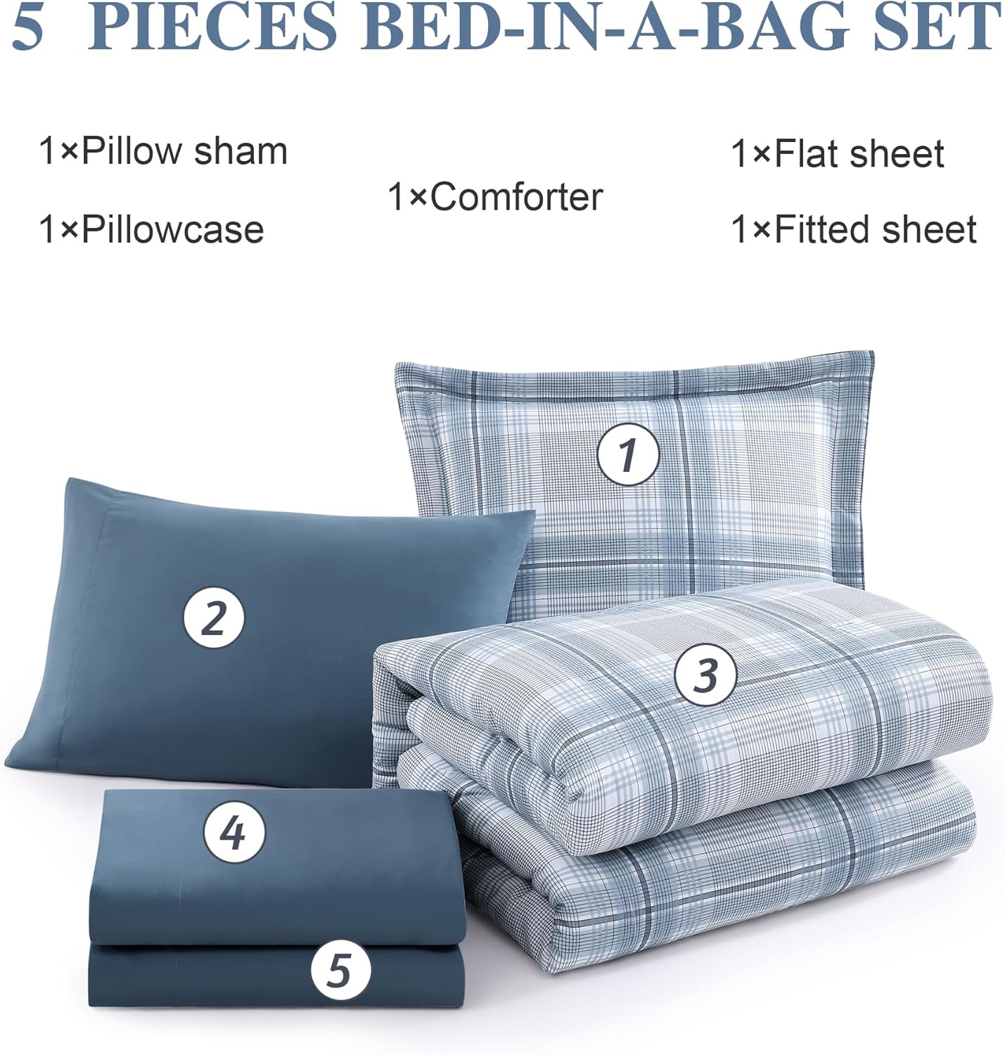 Twin XL Plaid Comforter Set for Kids