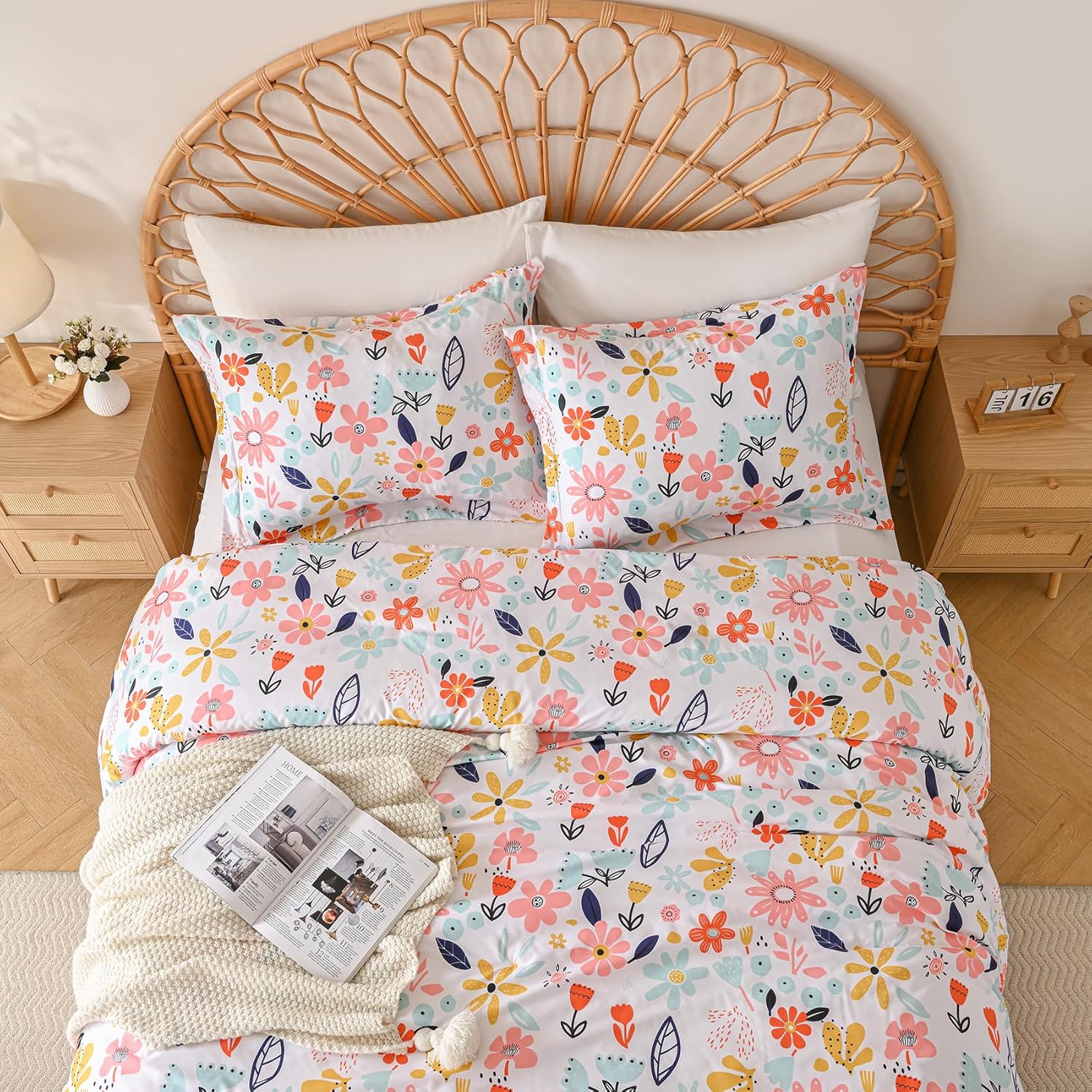 Yibeizi Floral Comforter Set for Girls Twin