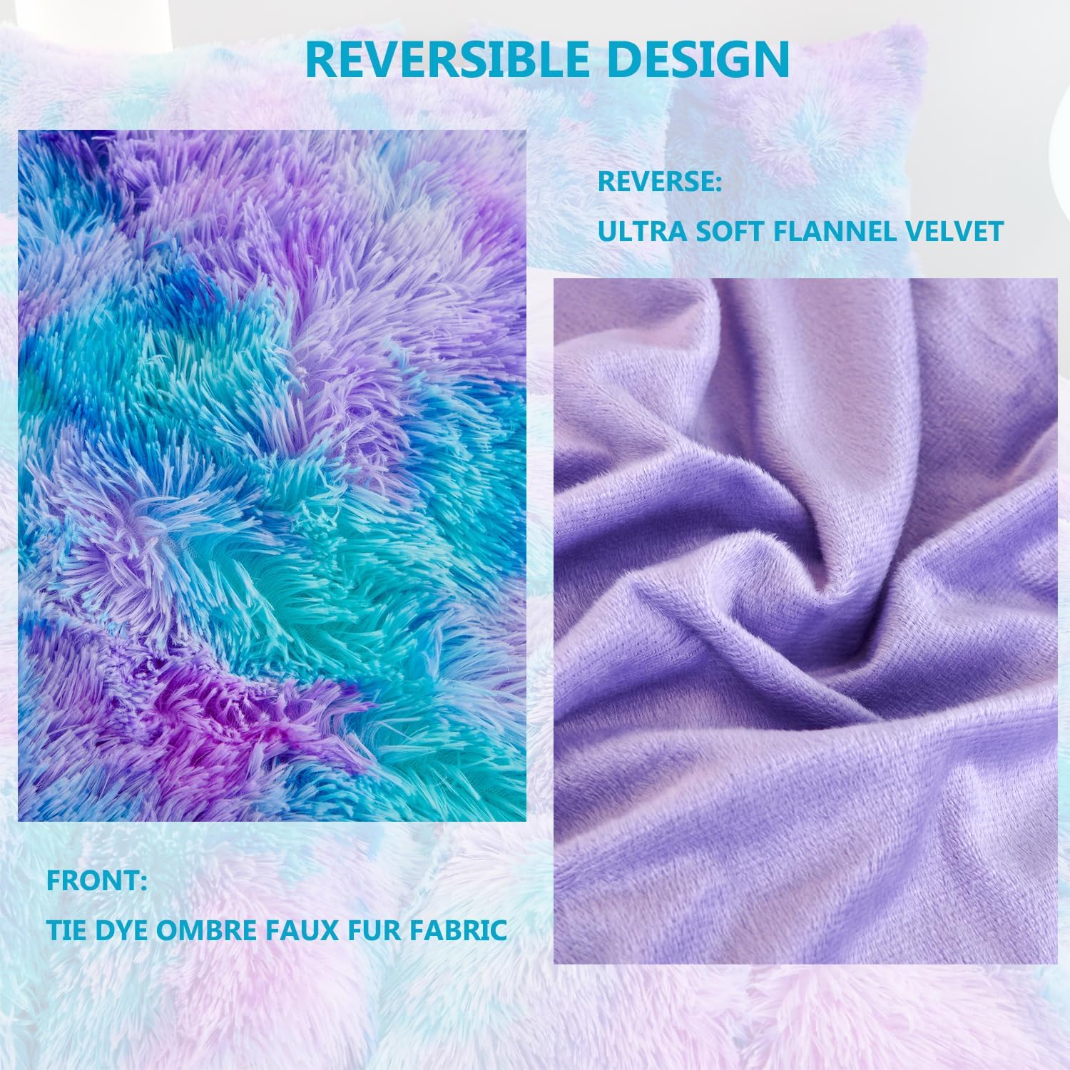 SUCSES Fluffy Twin Bedding Set 3Pcs Tie Dye Faux Fur Duvet Cover