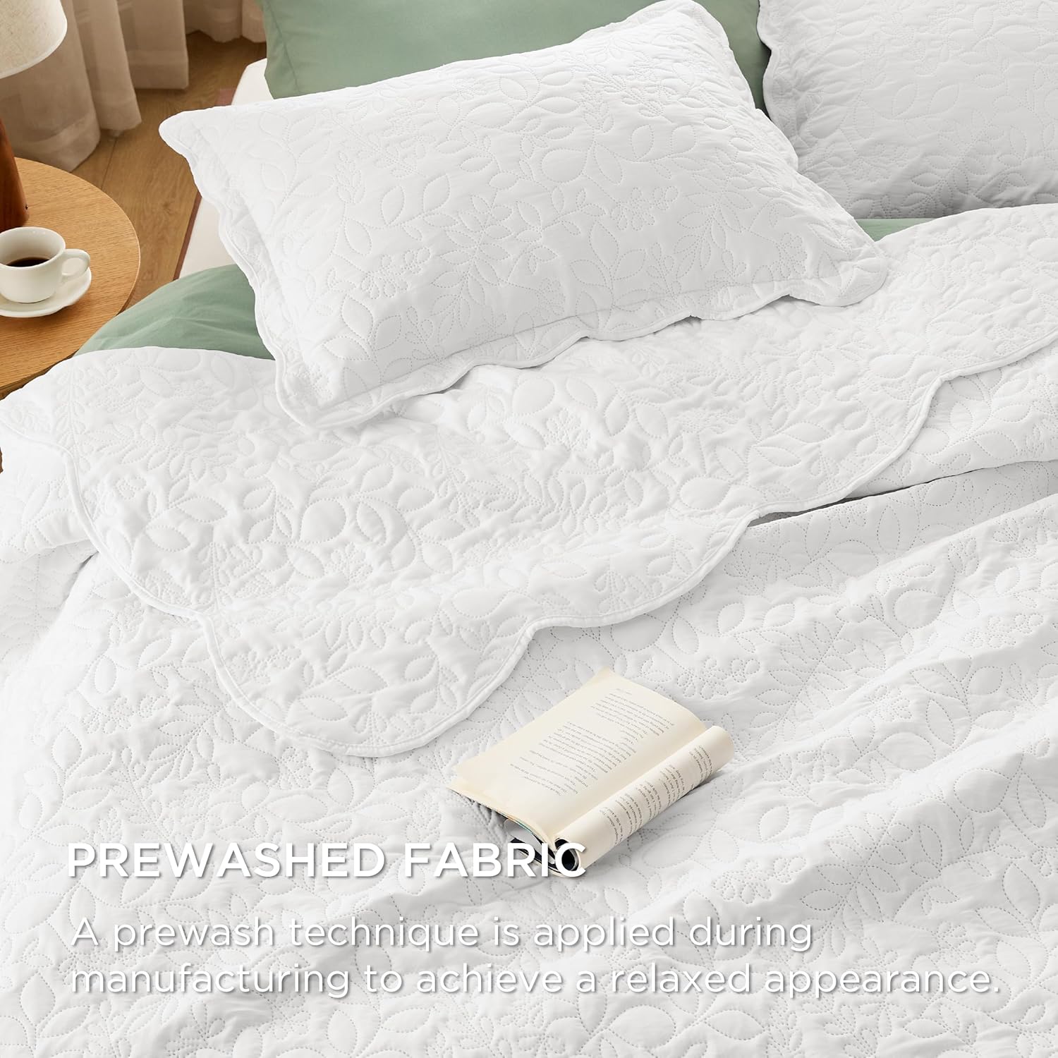 Bedsure Queen Quilt Set - Ultra Soft Lightweight Leaf Design