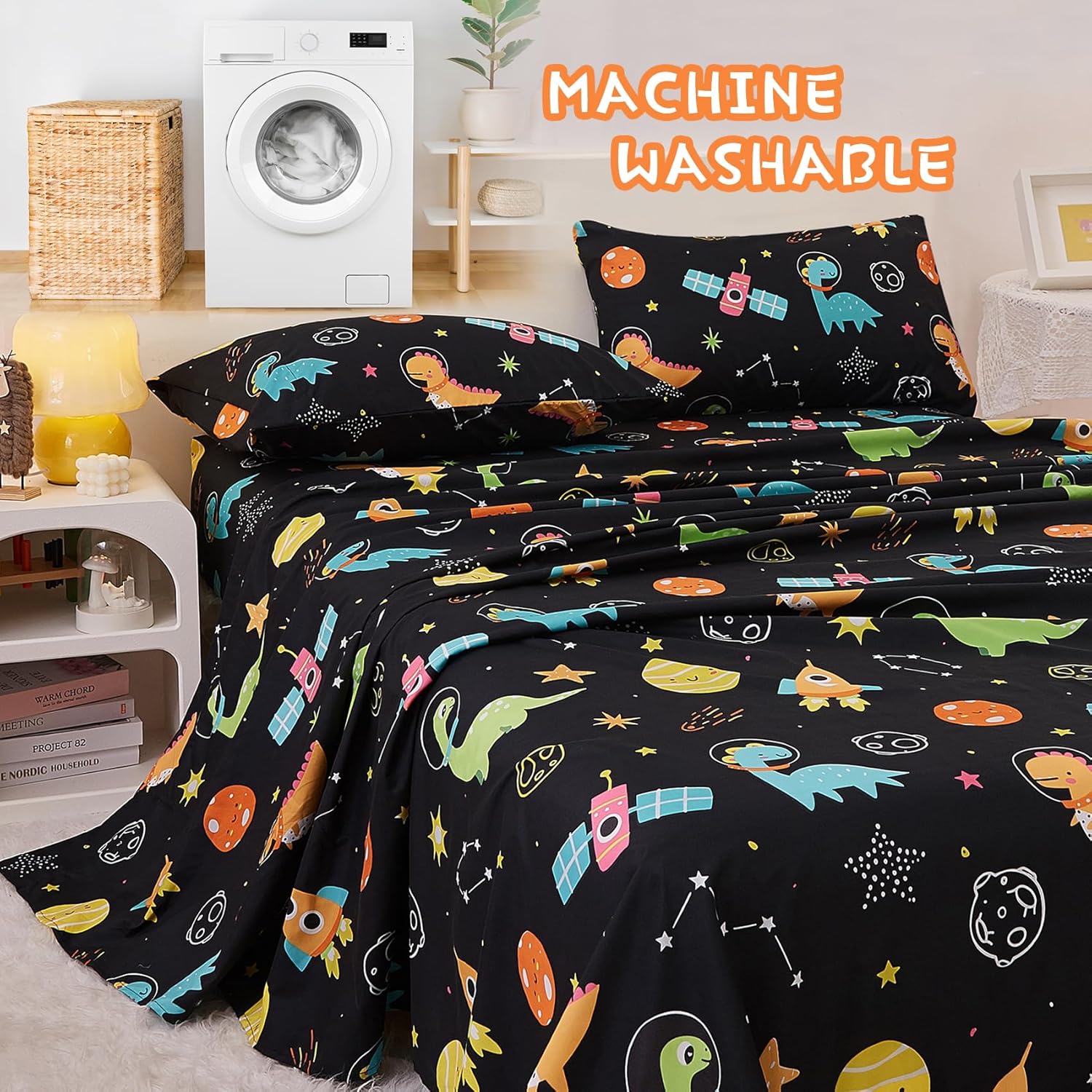 Yibeizi Dinosaur Space Twin Sheet Set for Boys 1