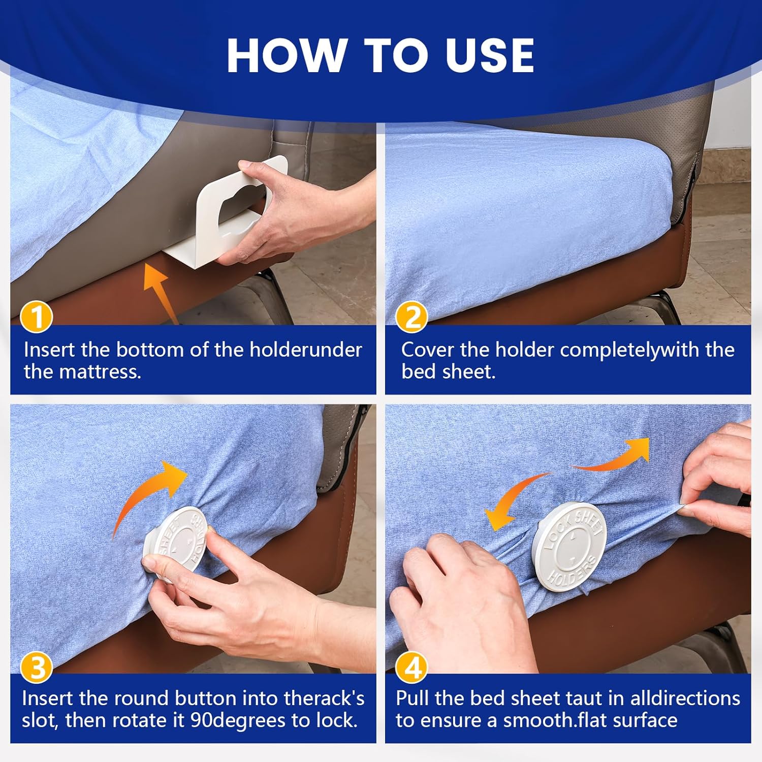YHOVID 8 Set Bed Sheet Holders - Patented Design