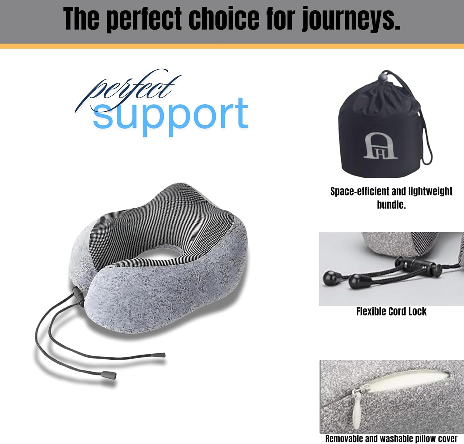 HA Travel Neck Pillow with Eye Mask and Earplugs