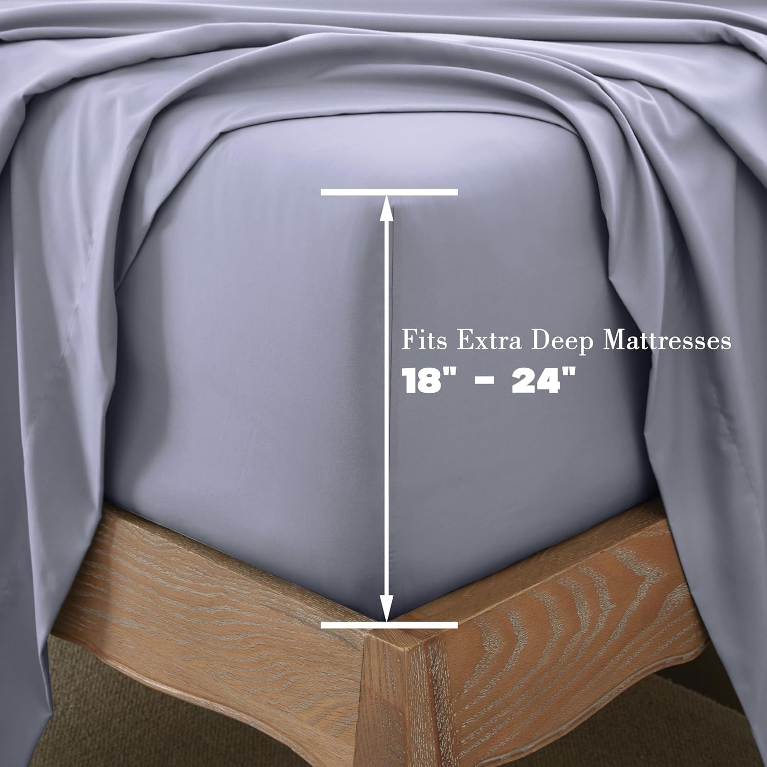 Aormenzy Extra Deep Cal King Sheets Set - 4 Piece Silver Grey