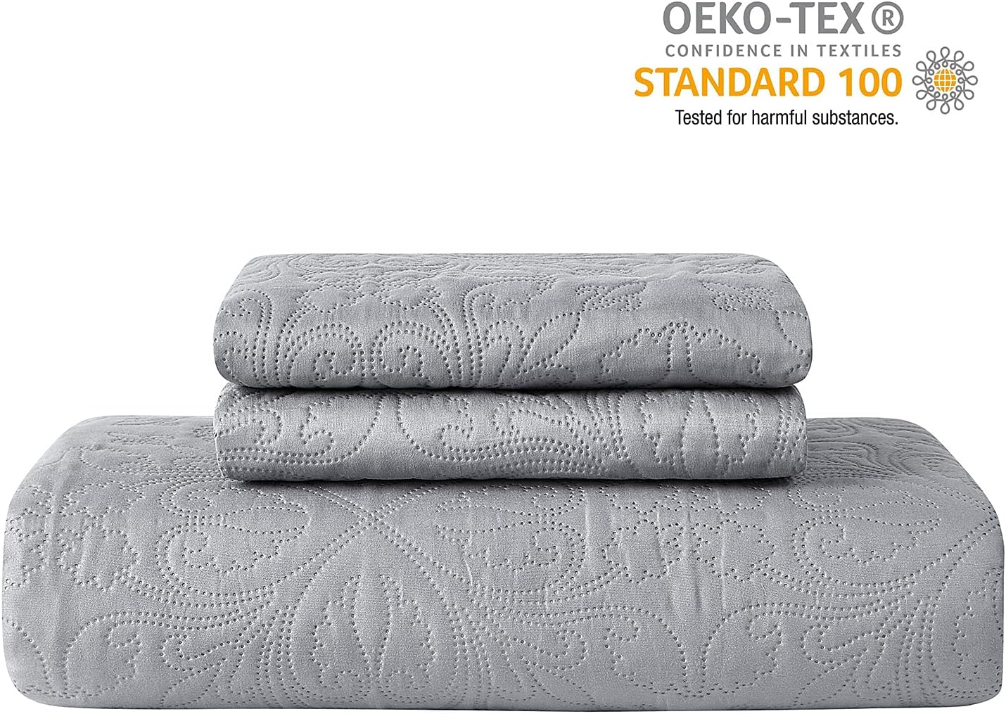 Hansleep Grey Baroque Quilt Set - Queen Size
