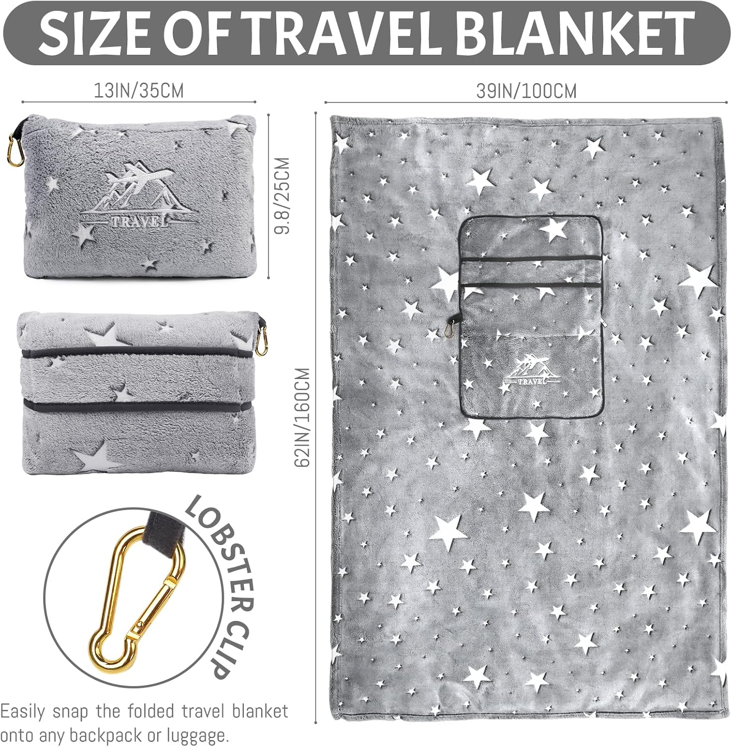 Glow in Dark Travel Blanket for Kids Boys Girls Airplane 40x60 Inches