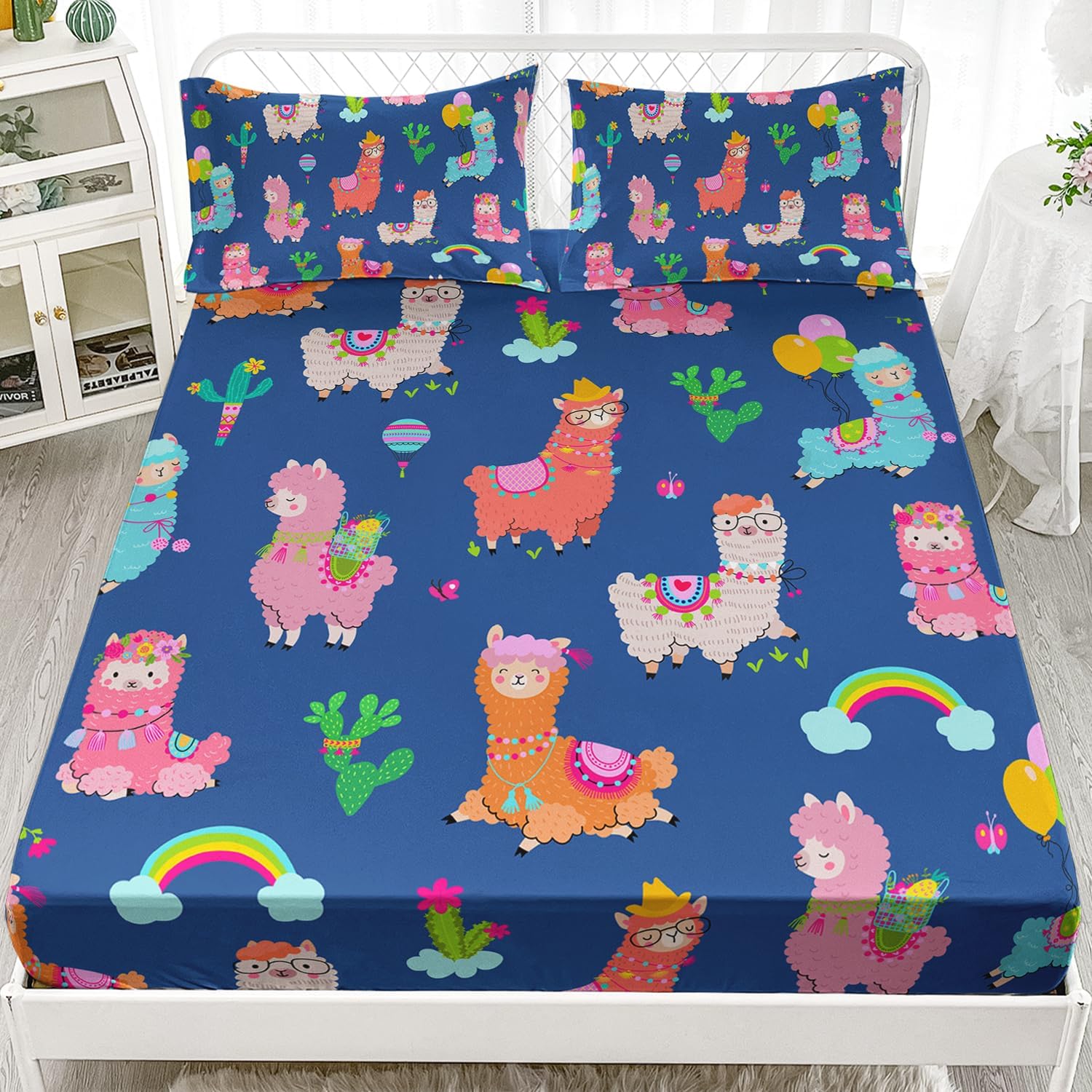 HOSIMA Kids Llama Fitted Sheet 15 Inch