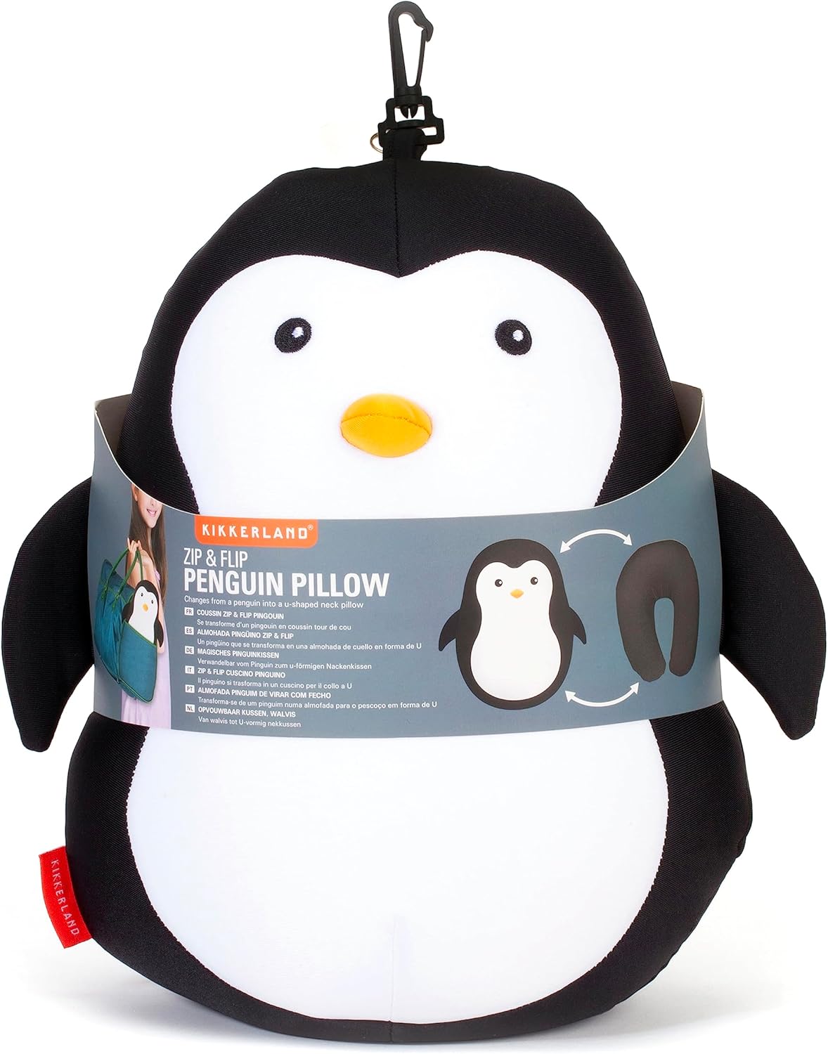Kikkerland TT23 Zip Flip Travel Pillow Penguin