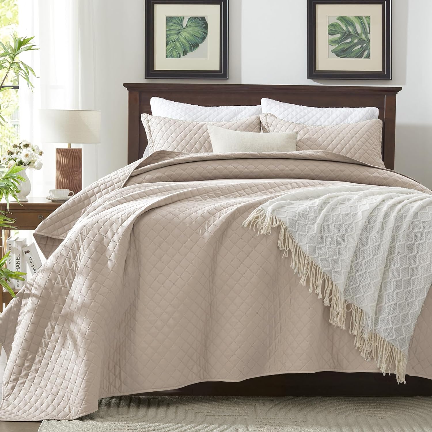 SunStyle Home Beige Diamond Quilt Set Twin 2pcs