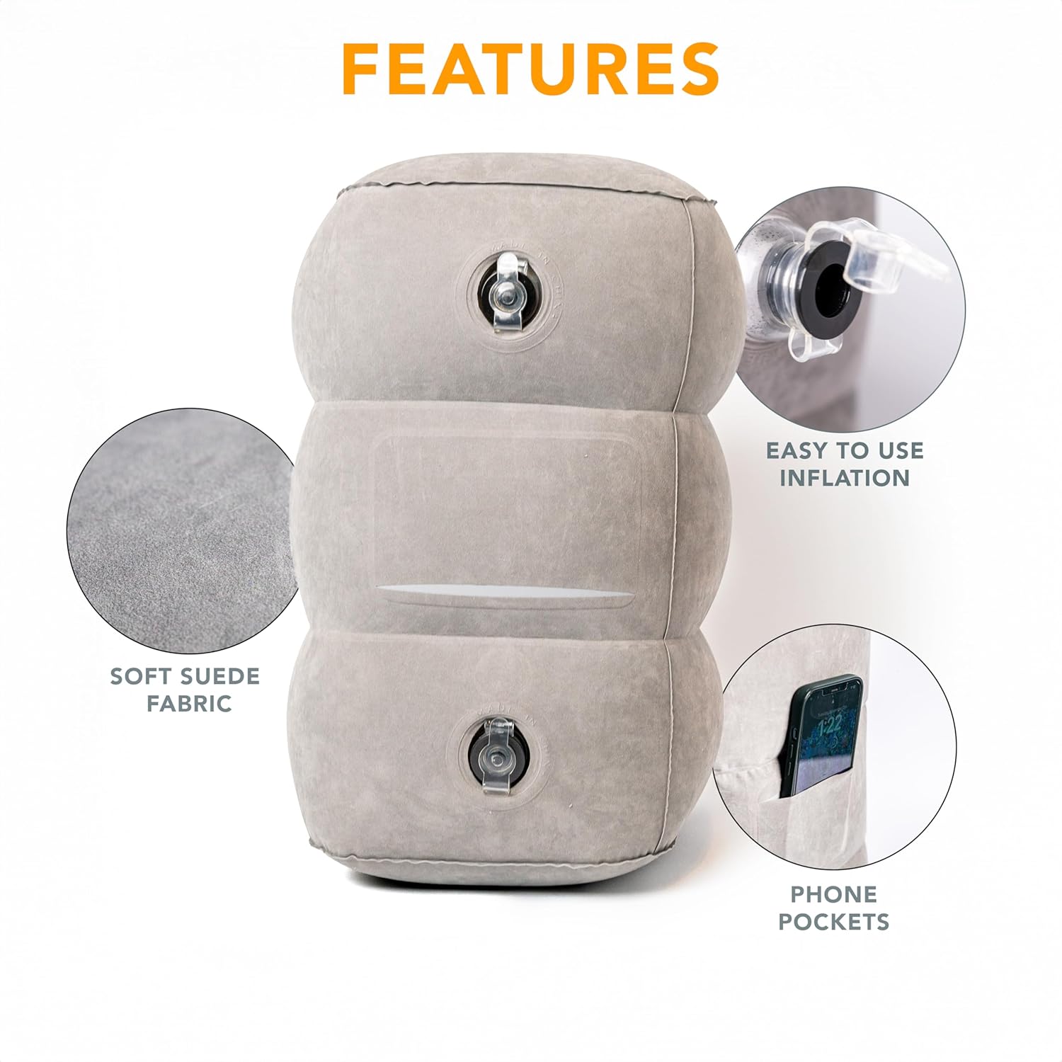 LoftyRest Inflatable Foot Pillow for Travel