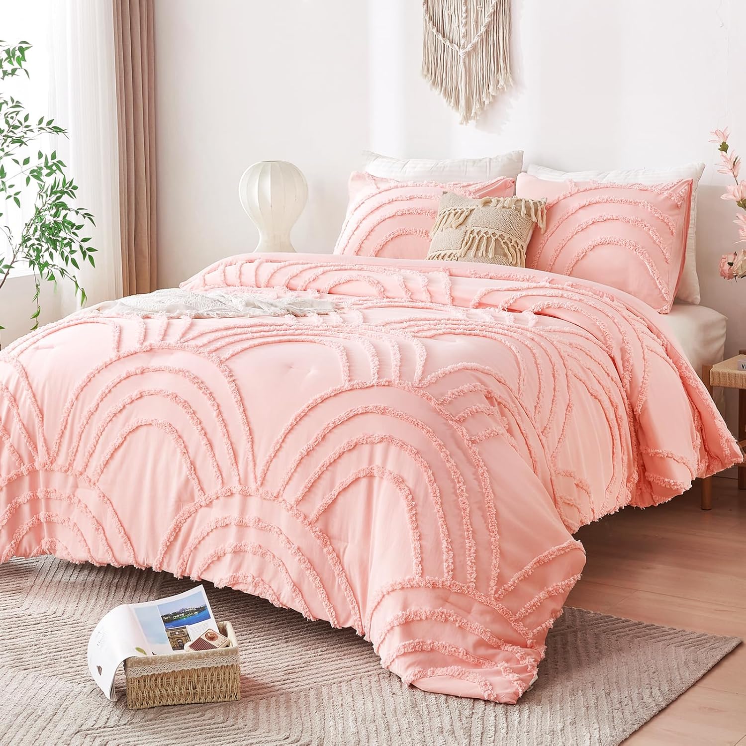 ENJOHOS Pink TwinTwin XL Comforter Set with Rainbow Design 1