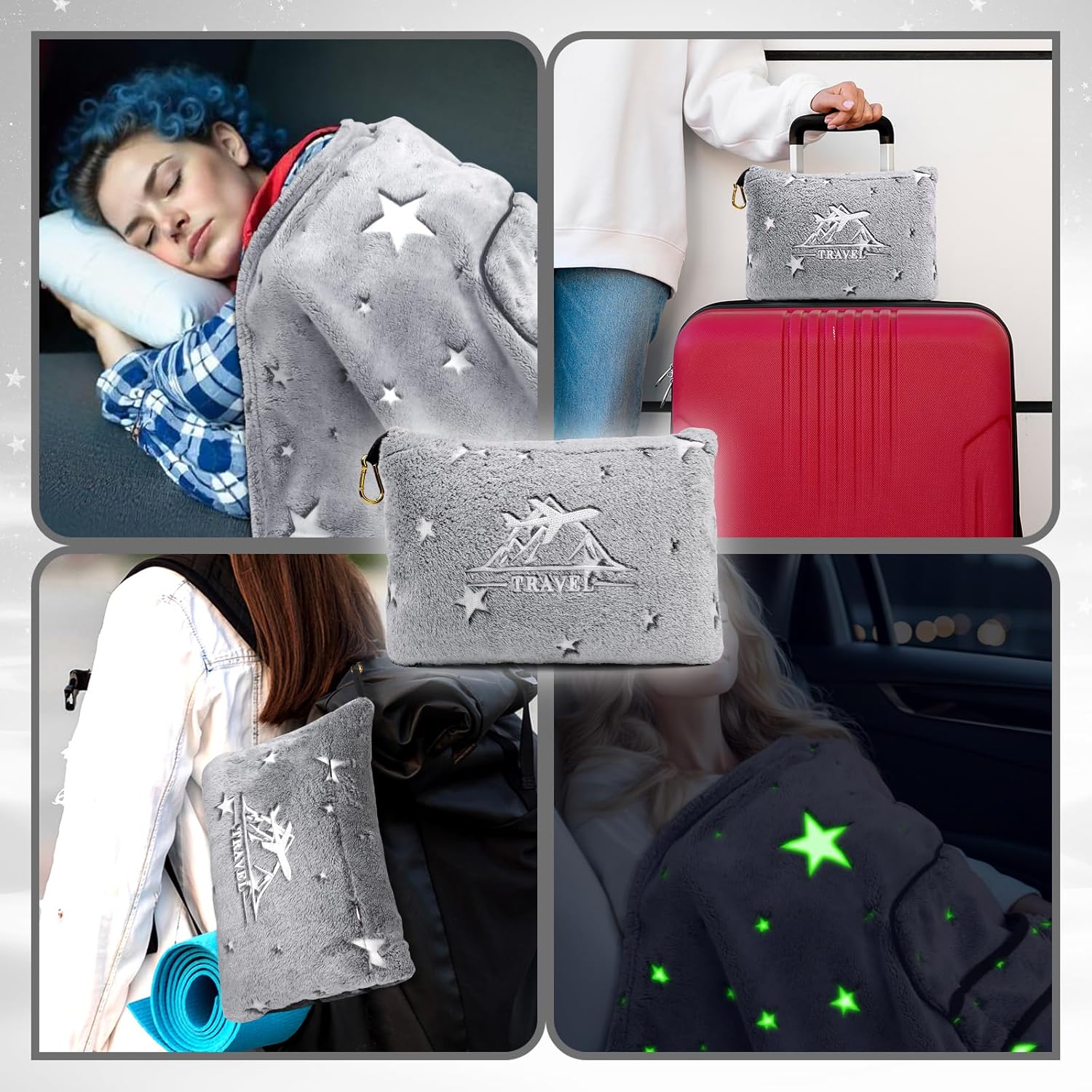 Glow in Dark Travel Blanket for Kids Boys Girls Airplane 40x60 Inches