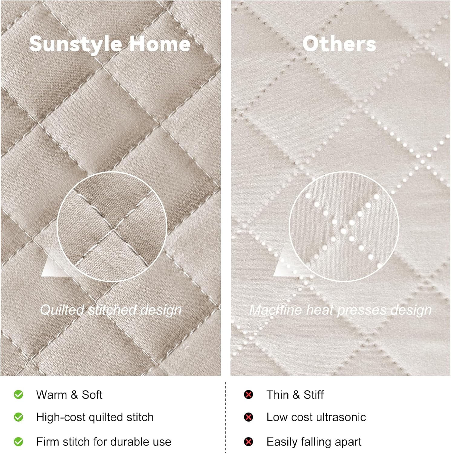 SunStyle Home Beige Diamond Quilt Set Twin 2pcs