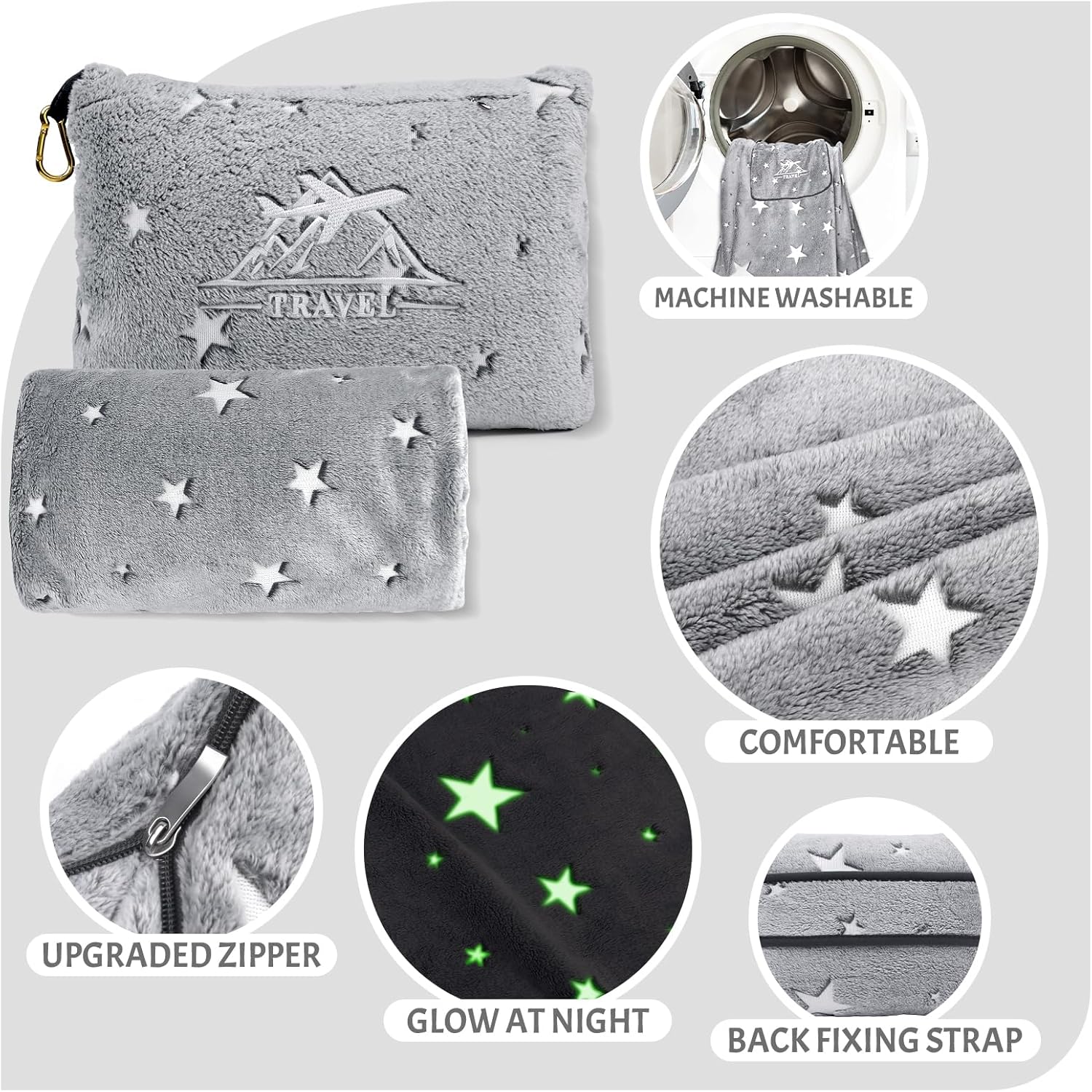 Glow in Dark Travel Blanket for Kids Boys Girls Airplane 40x60 Inches