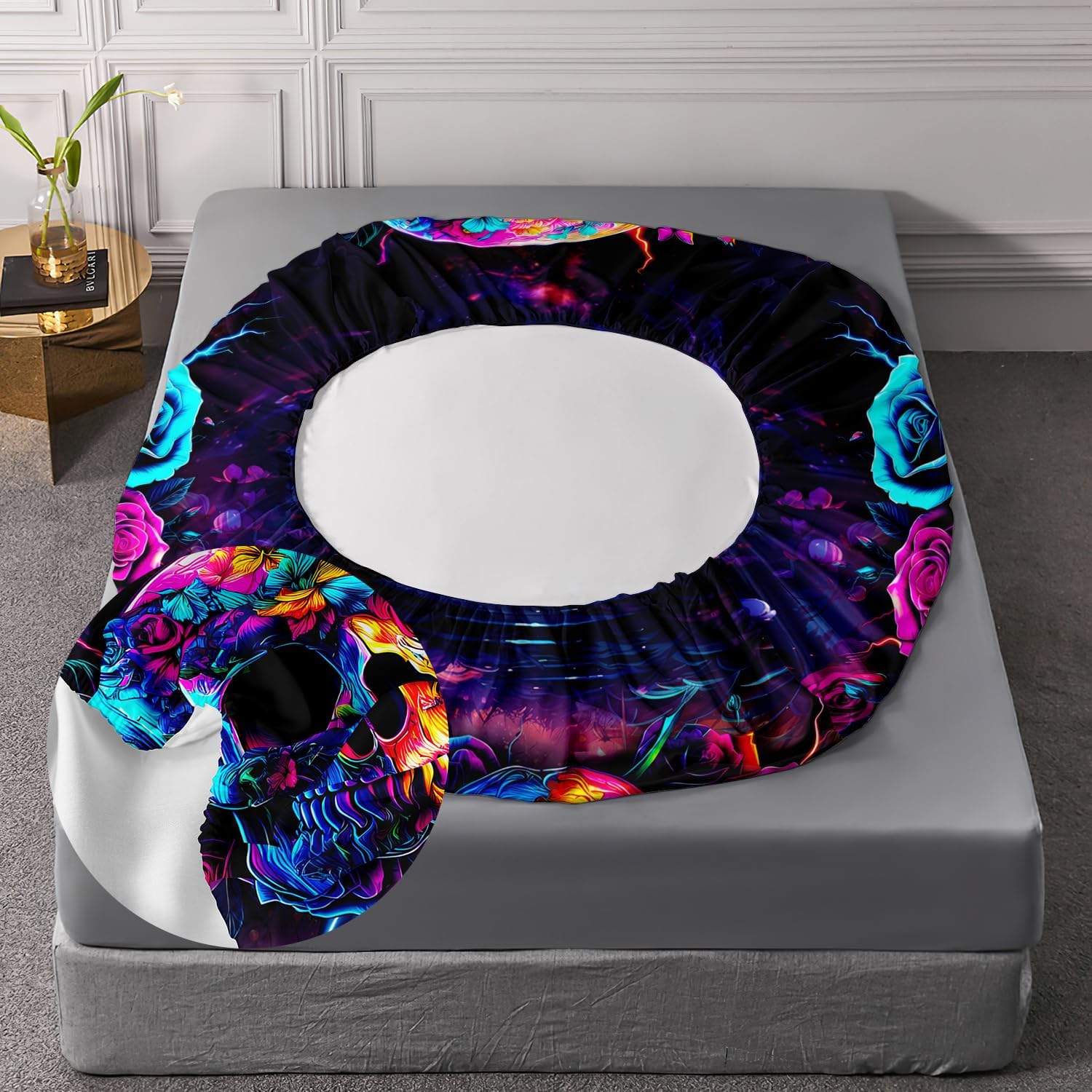AILONEN Skull Print Fitted Sheet Set Twin XL