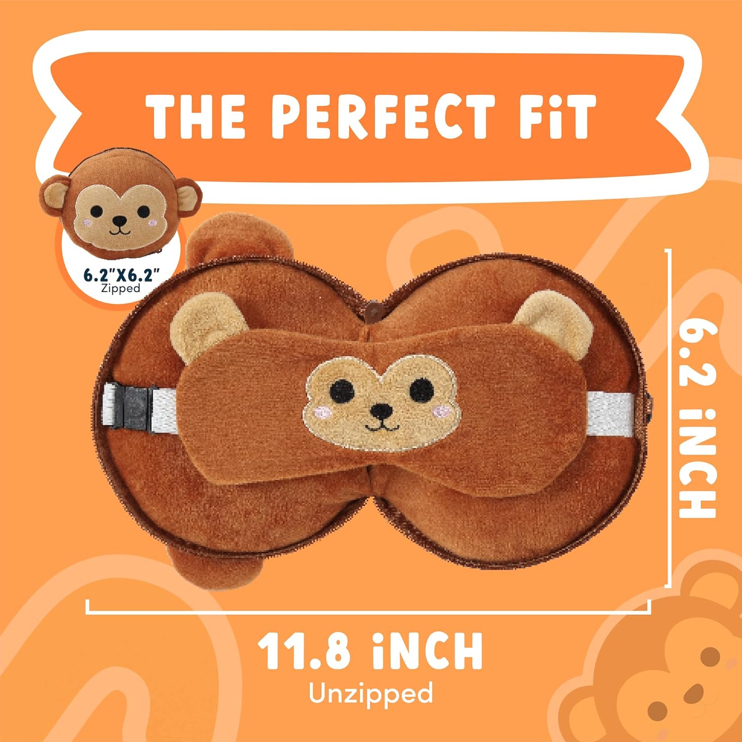 ecoZen Lifestyle Travel Pillow Set for Kids - Monkey Design