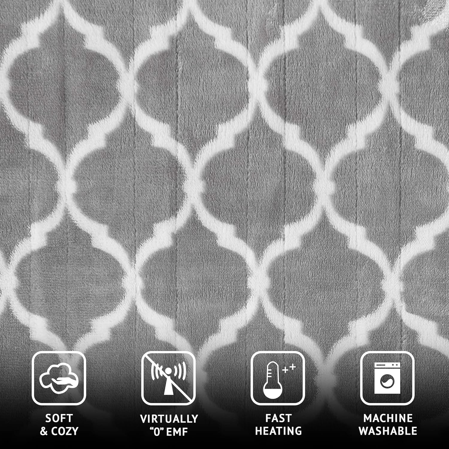 Beautyrest Ogee Printed Plush Electric Throw Blanket