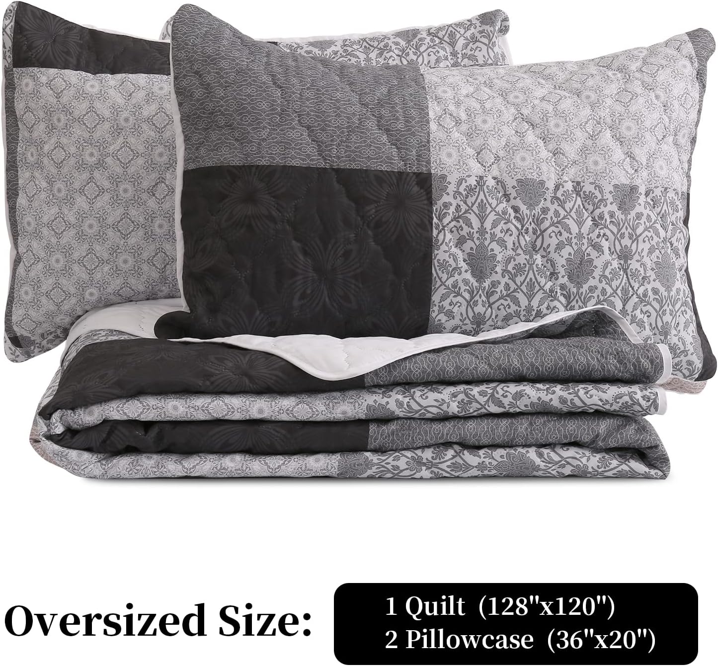 BALAPET Oversized King Bedspread Set with Plaid Patchwork