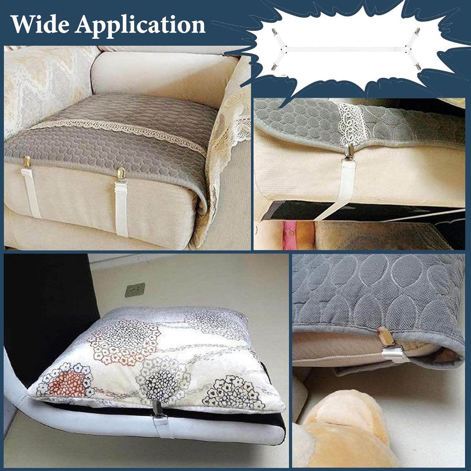Consss Bed Sheet Straps 2PCS White Adjustable Durable