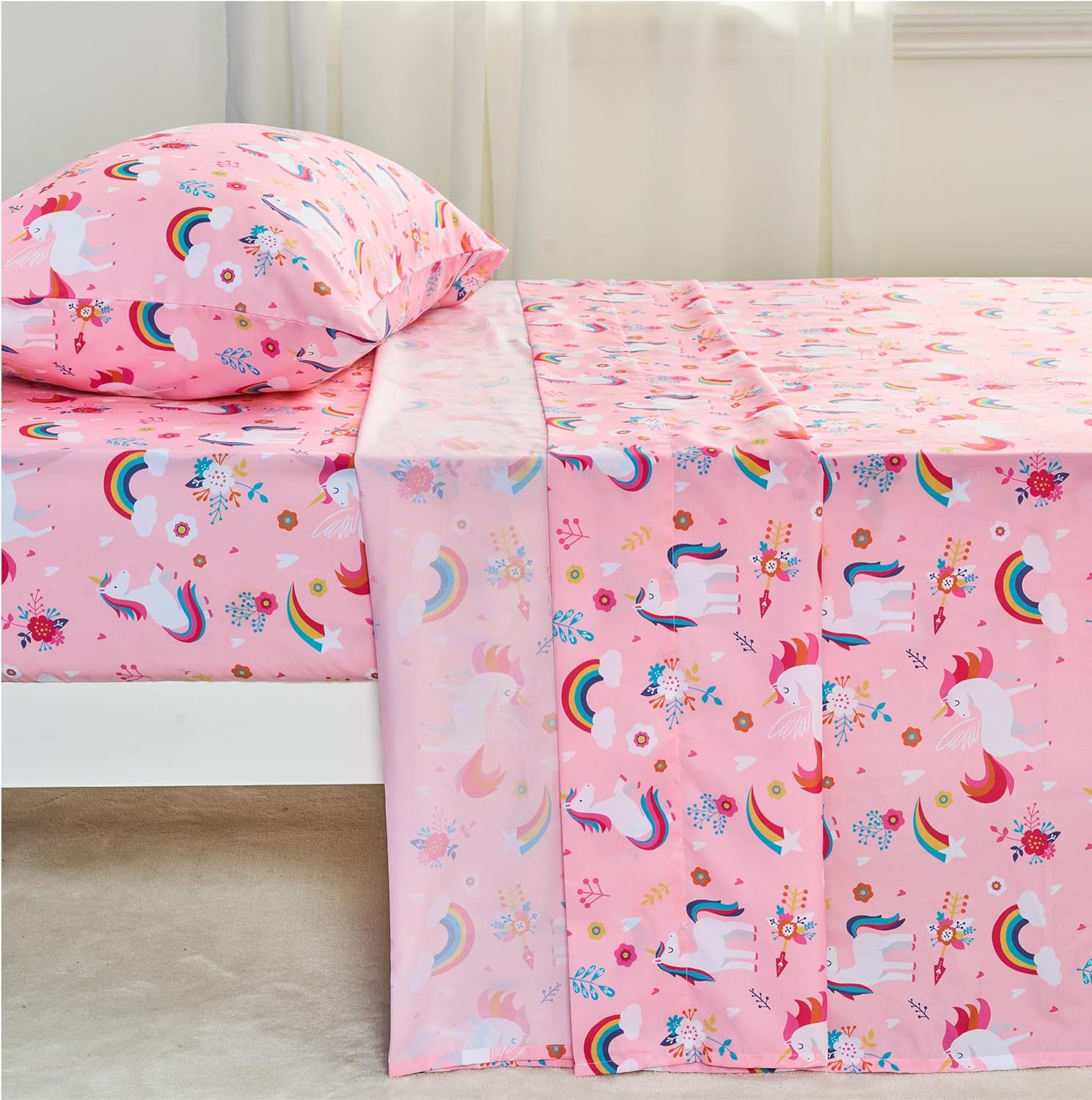 Joiedomi Kids Full Sheet Set Unicorn 4 Piece