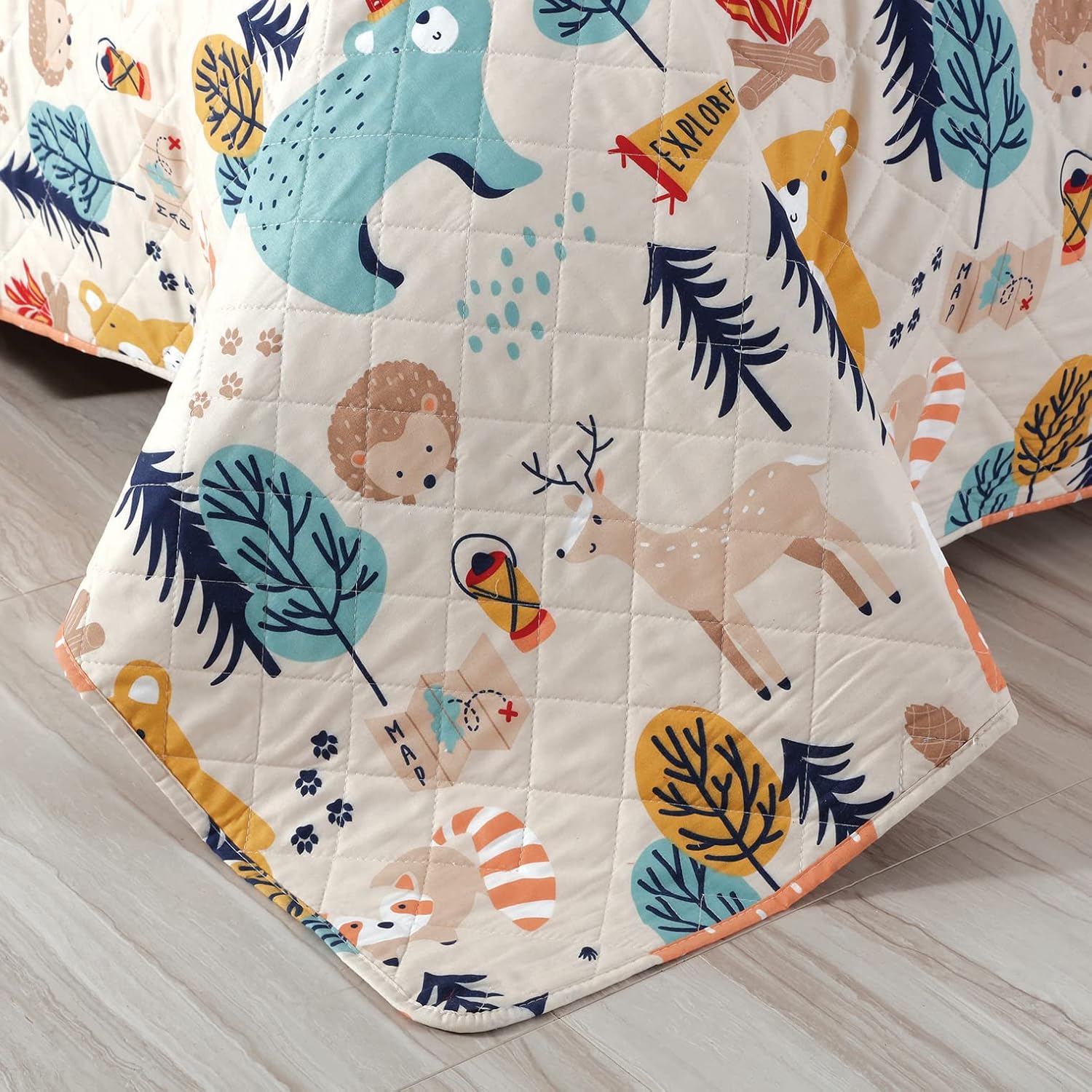 Junsey Kids Quilt Twin Size Bear Bedding Set 3Pcs 1