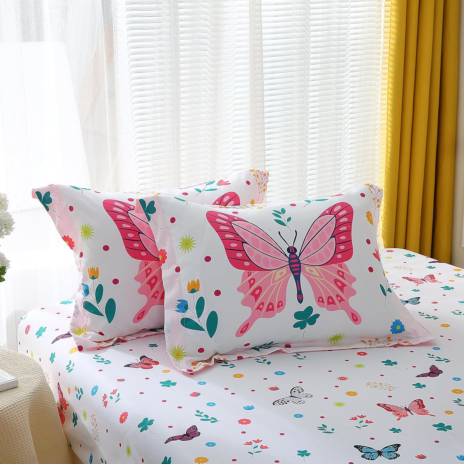 Girls Butterfly Comforter Set 7 Piece Full Size