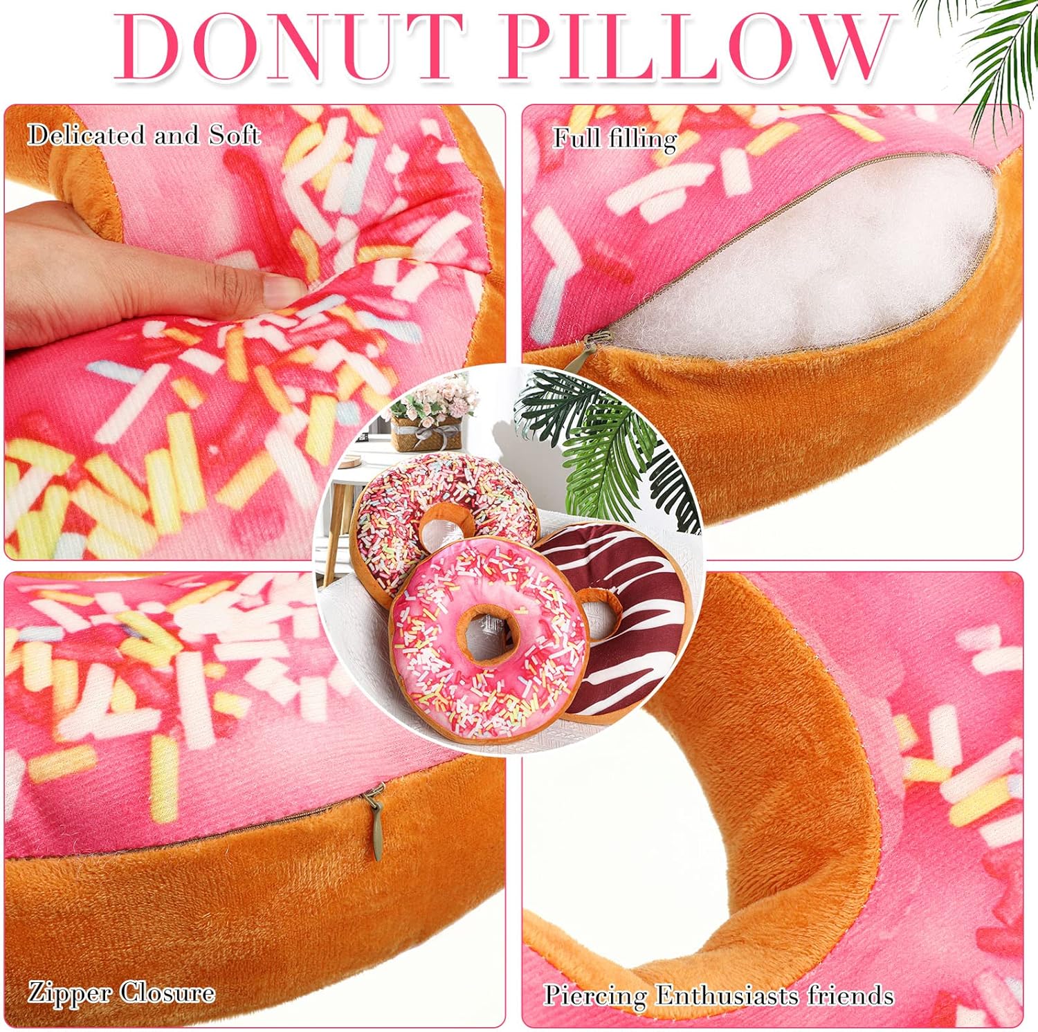 Queekay Round Throw Pillow 3 Pcs 16 Inch