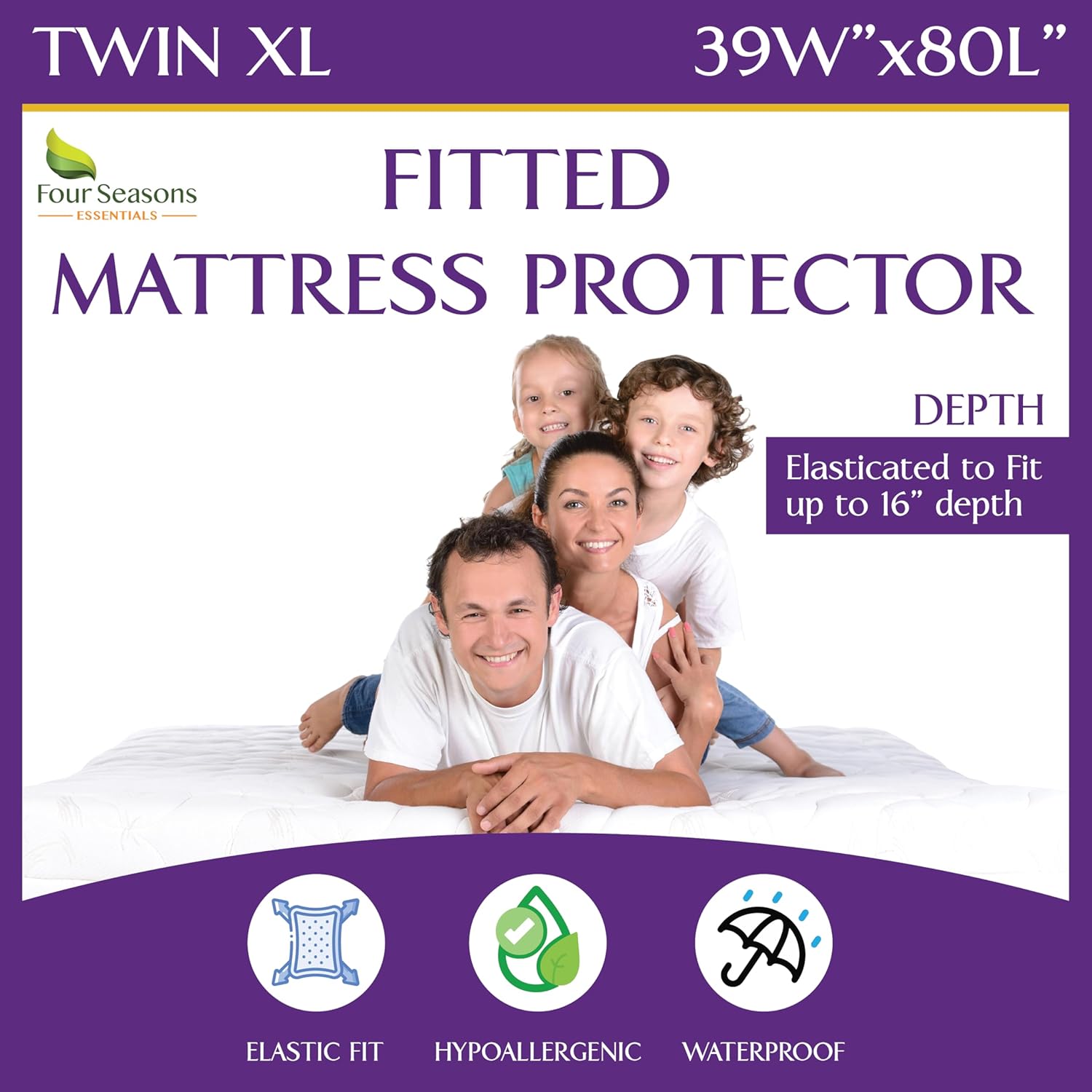 Twin XL Waterproof Mattress Protector - Fitted Sheet Style