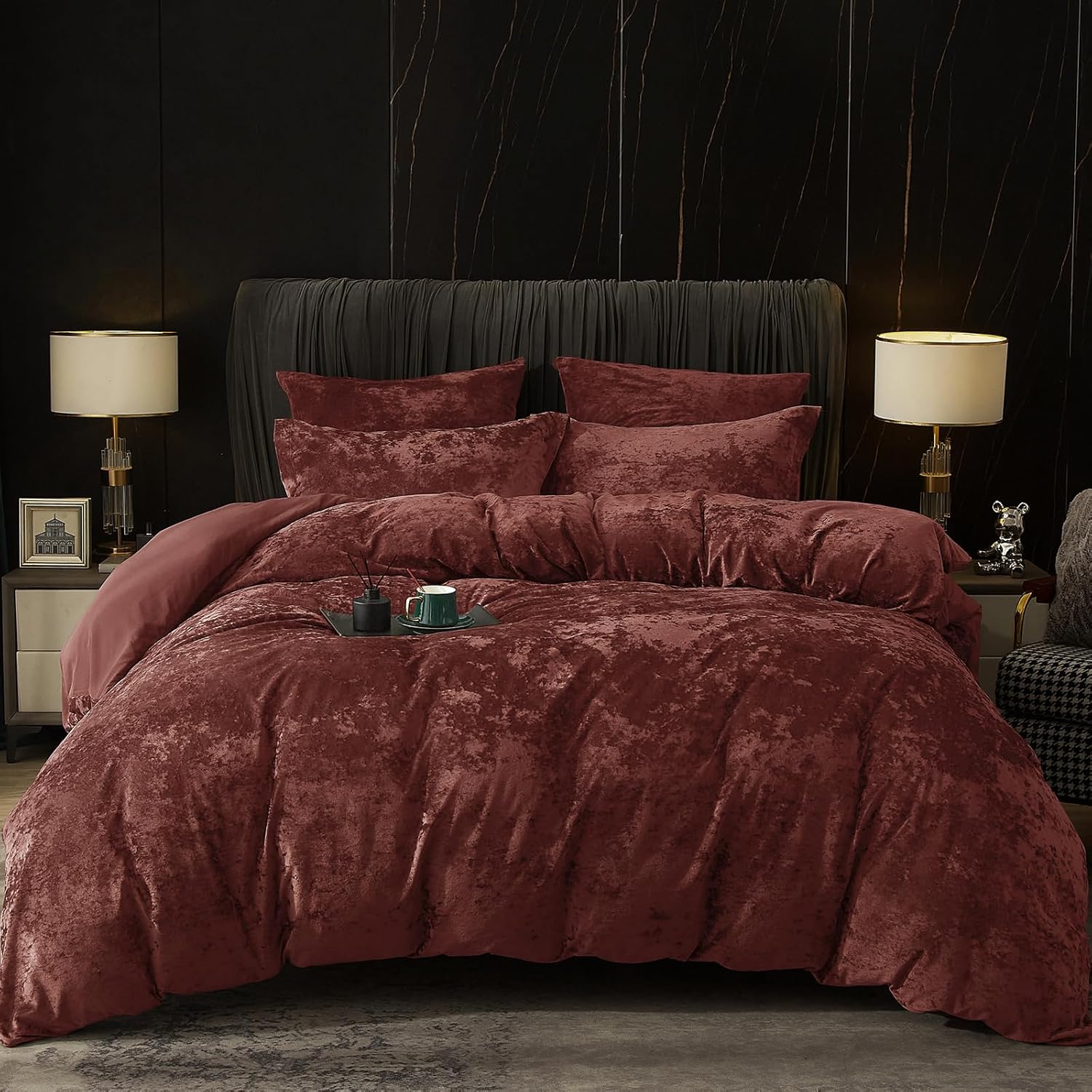 PHF Velvet Duvet Cover Set California King 3pcs