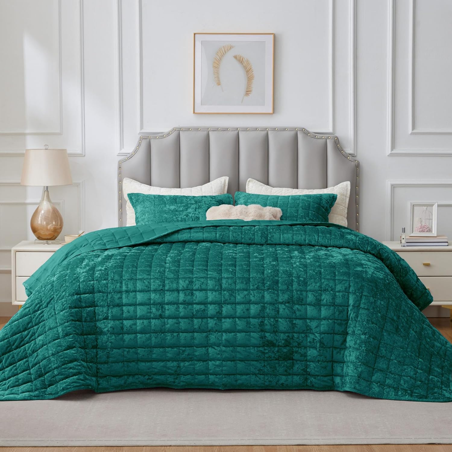 BEDELITE Velvet Quilt Set Queen Size