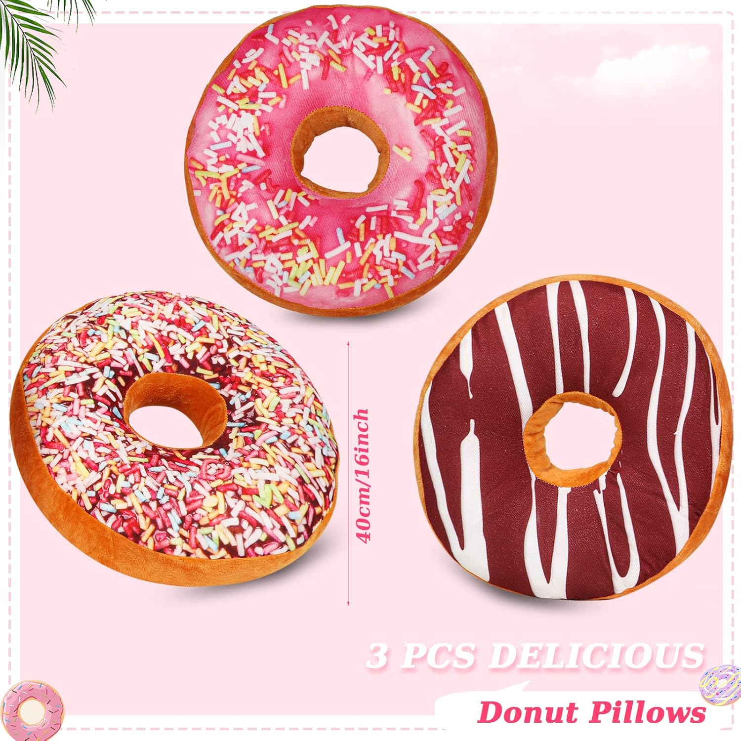 Queekay Round Throw Pillow 3 Pcs 16 Inch