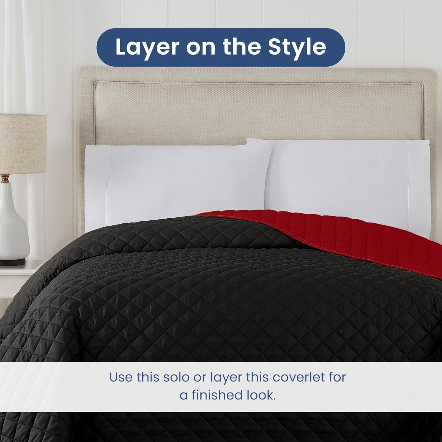 Martex Reversible Coverlet - Queen Size Bedspread - EbonyRed