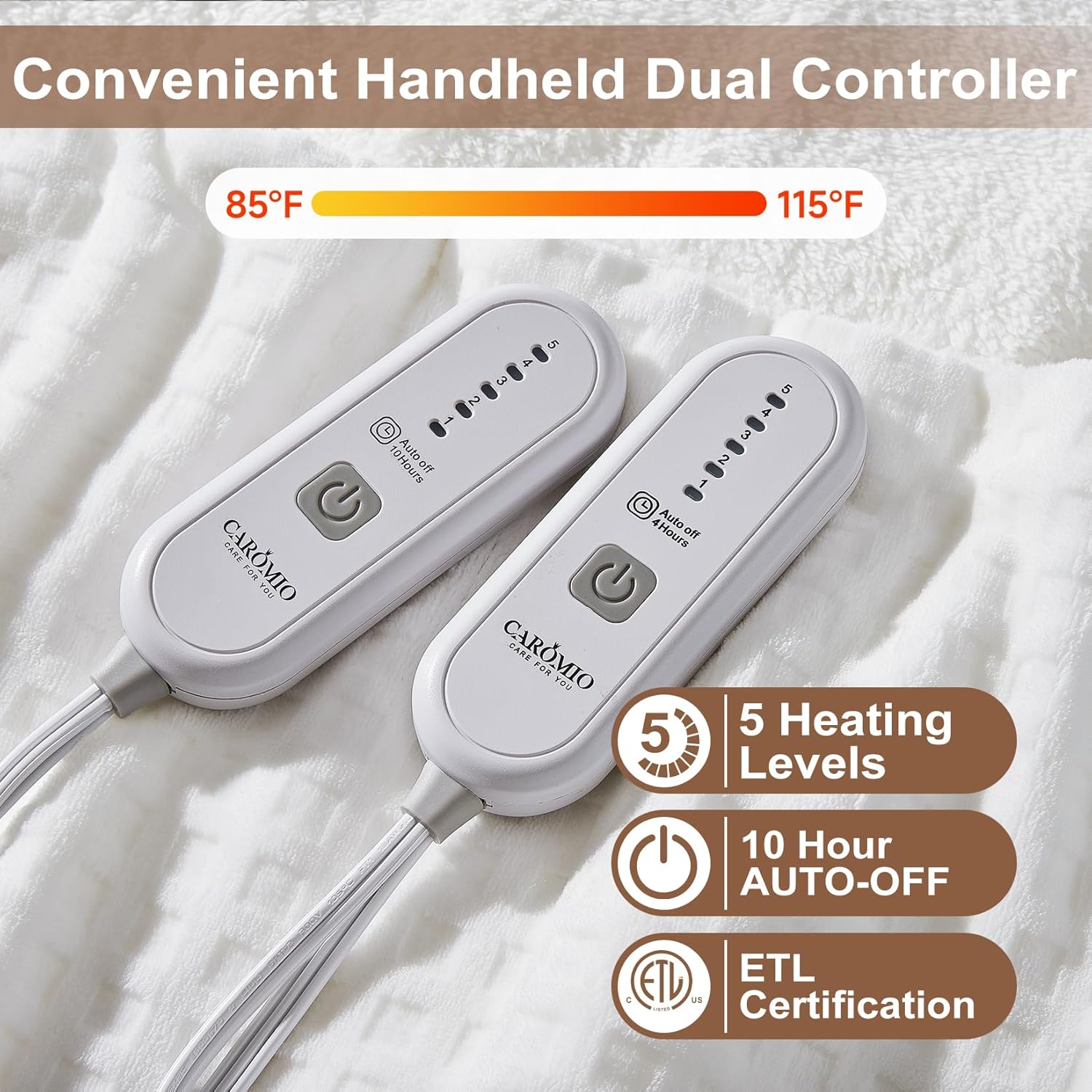 CAROMIO Queen Electric Blanket with Dual Control