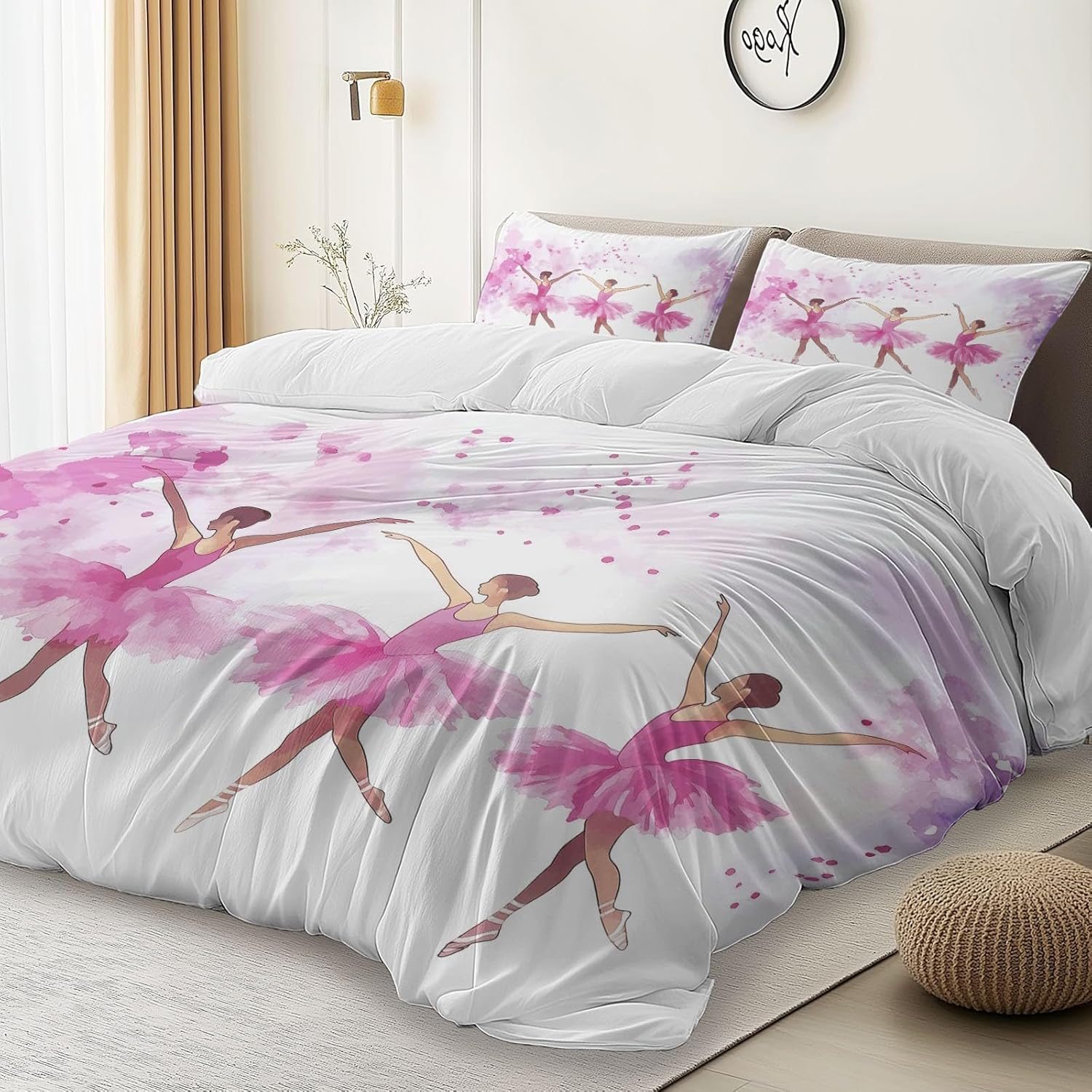 Pink Microfiber Reversible Duvet Cover Twin XL Set