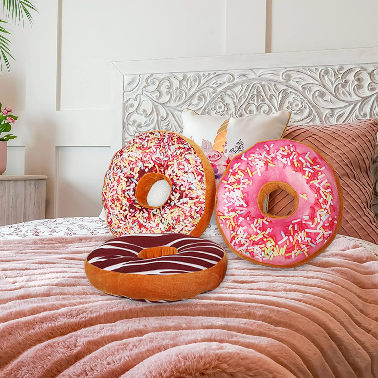 Queekay Round Throw Pillow 3 Pcs 16 Inch