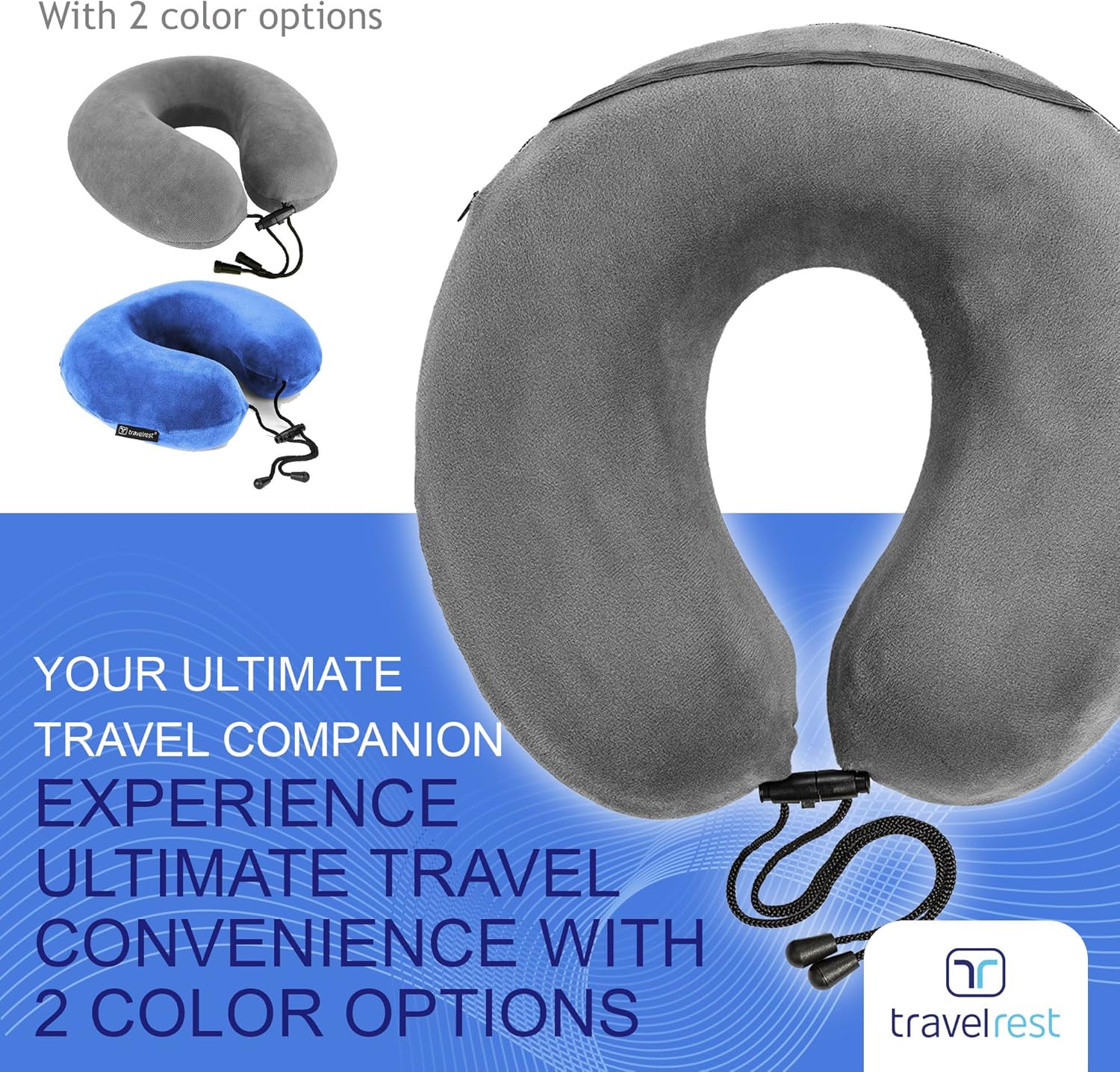 Travelrest Travel Essential Neck Pillow - Memory Foam and Washable Cover