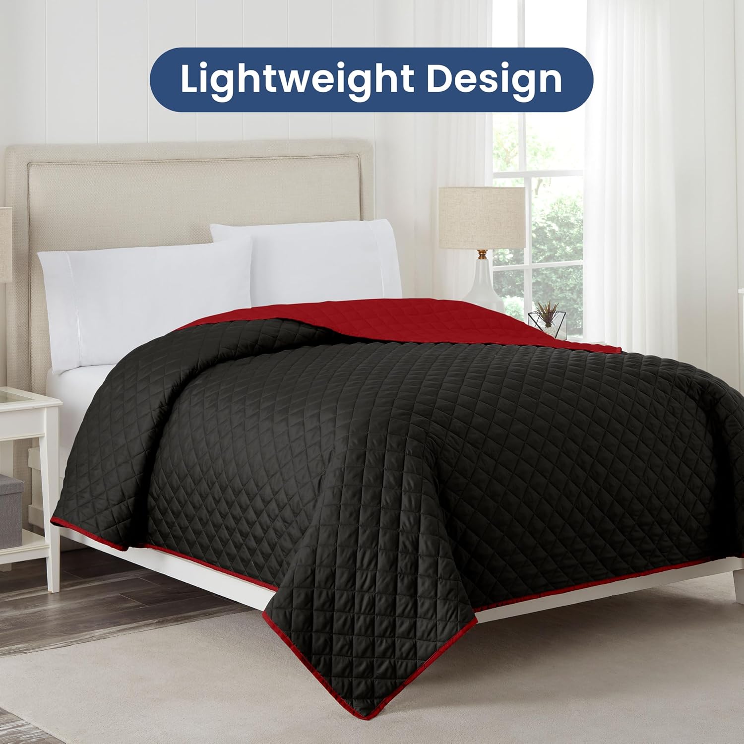 Martex Reversible Coverlet - Queen Size Bedspread - EbonyRed