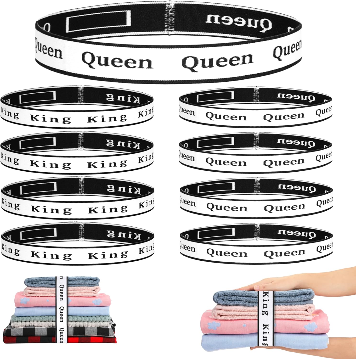 8Pcs Sheet Organizer Bands with Labels for Bedding Storage 1