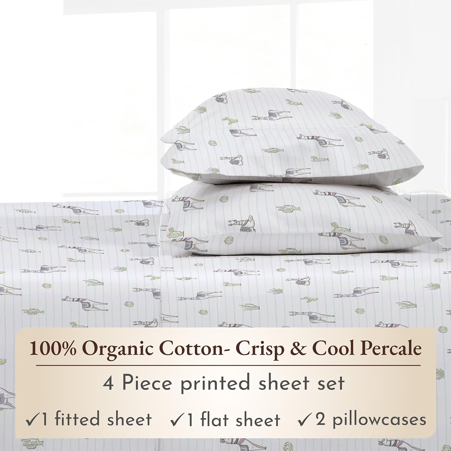 California Design Den Llama Printed Queen Sheet Set